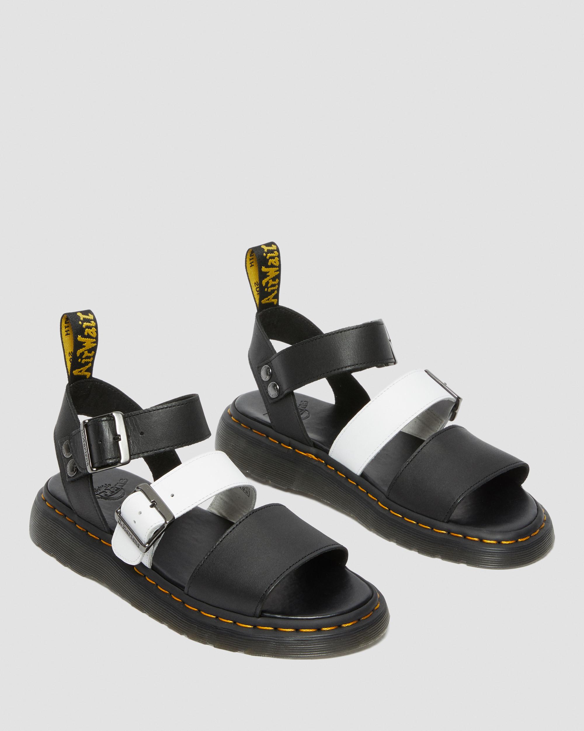 Gryphon Contrast Leather Strap Sandals in BLACK+WHITE | Dr. Martens™