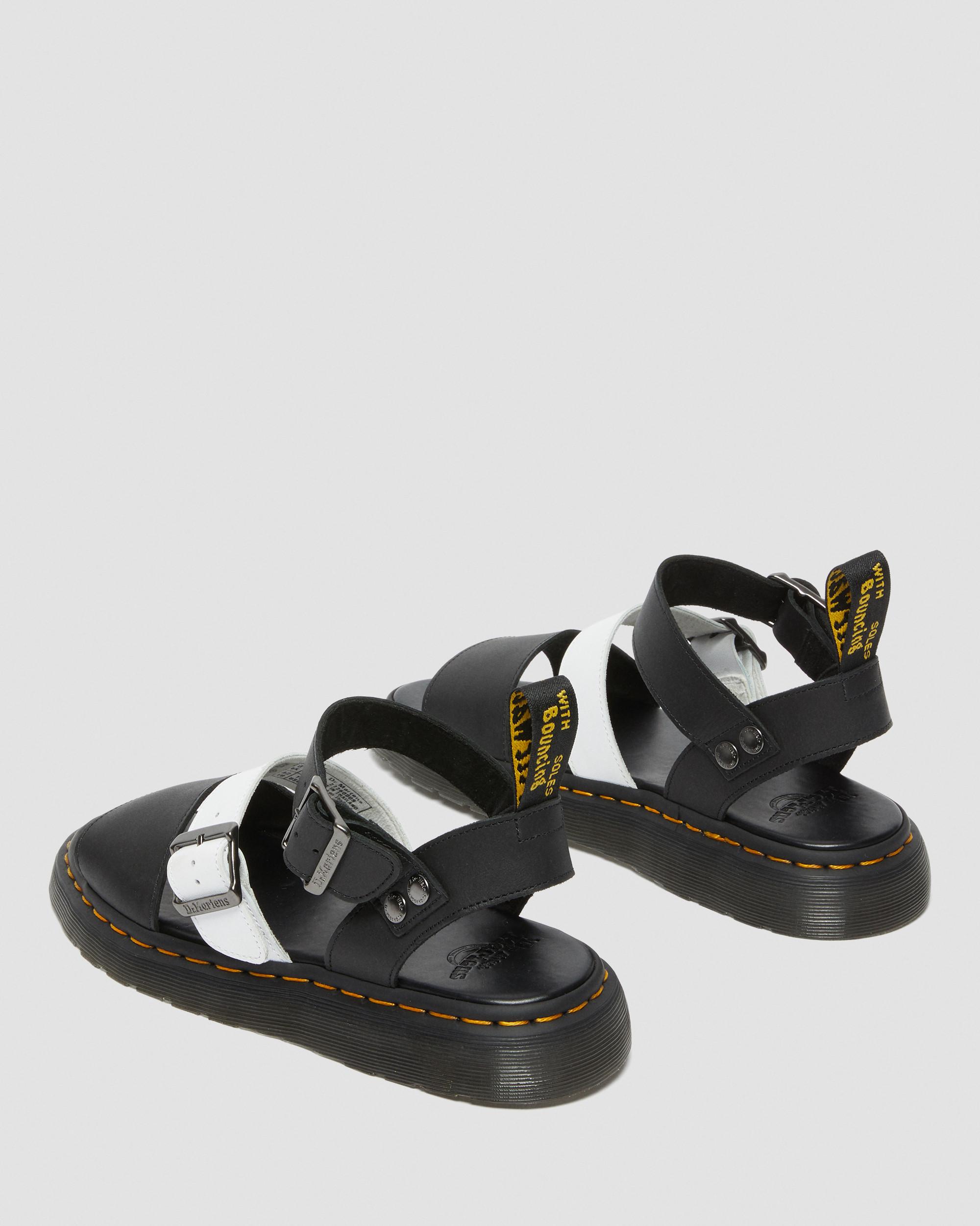 Gryphon Contrast Leather Strap Sandals in BLACK+WHITE | Dr. Martens™