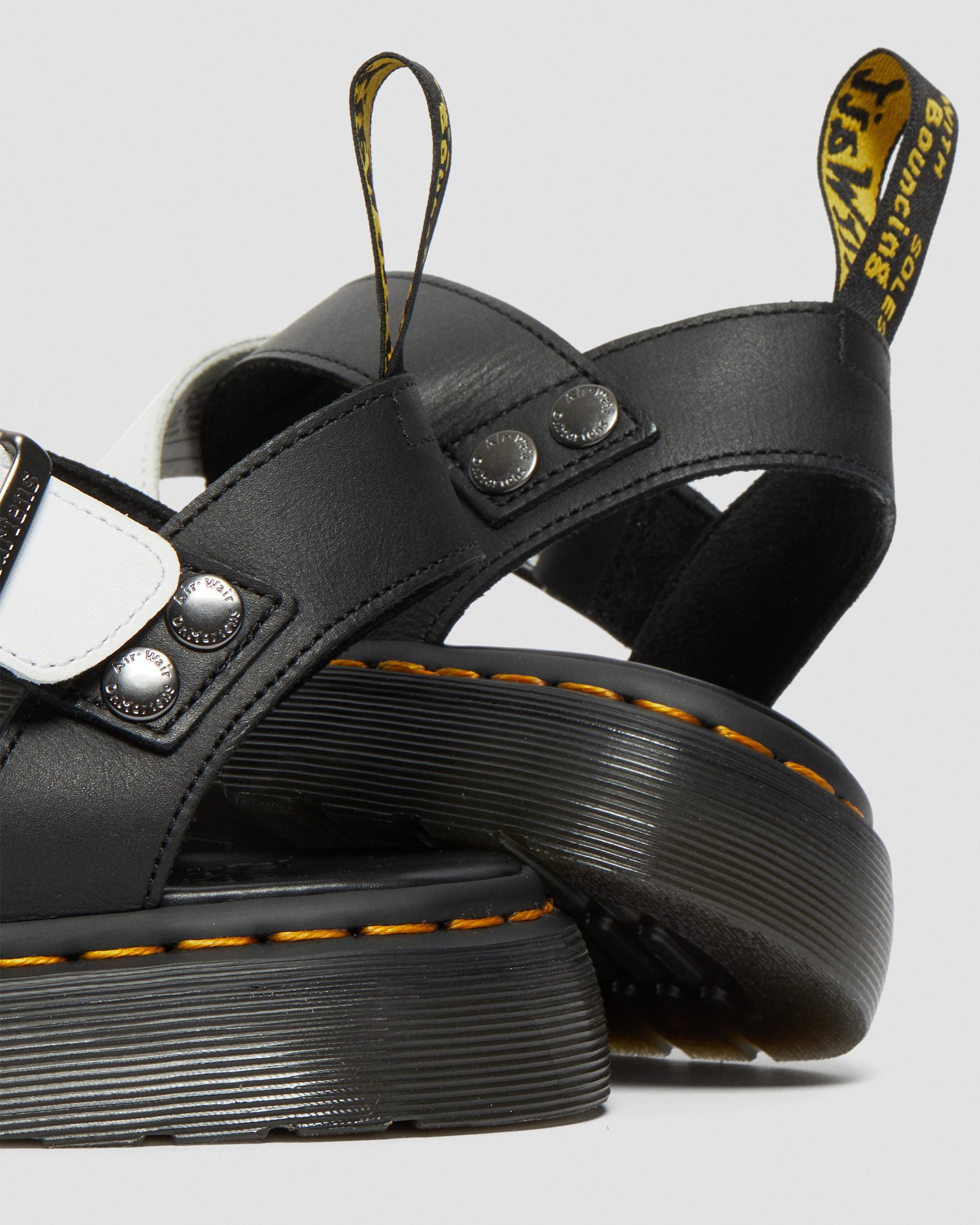 Gryphon Contrast Leather Strap Sandals in BLACK+WHITE | Dr. Martens™