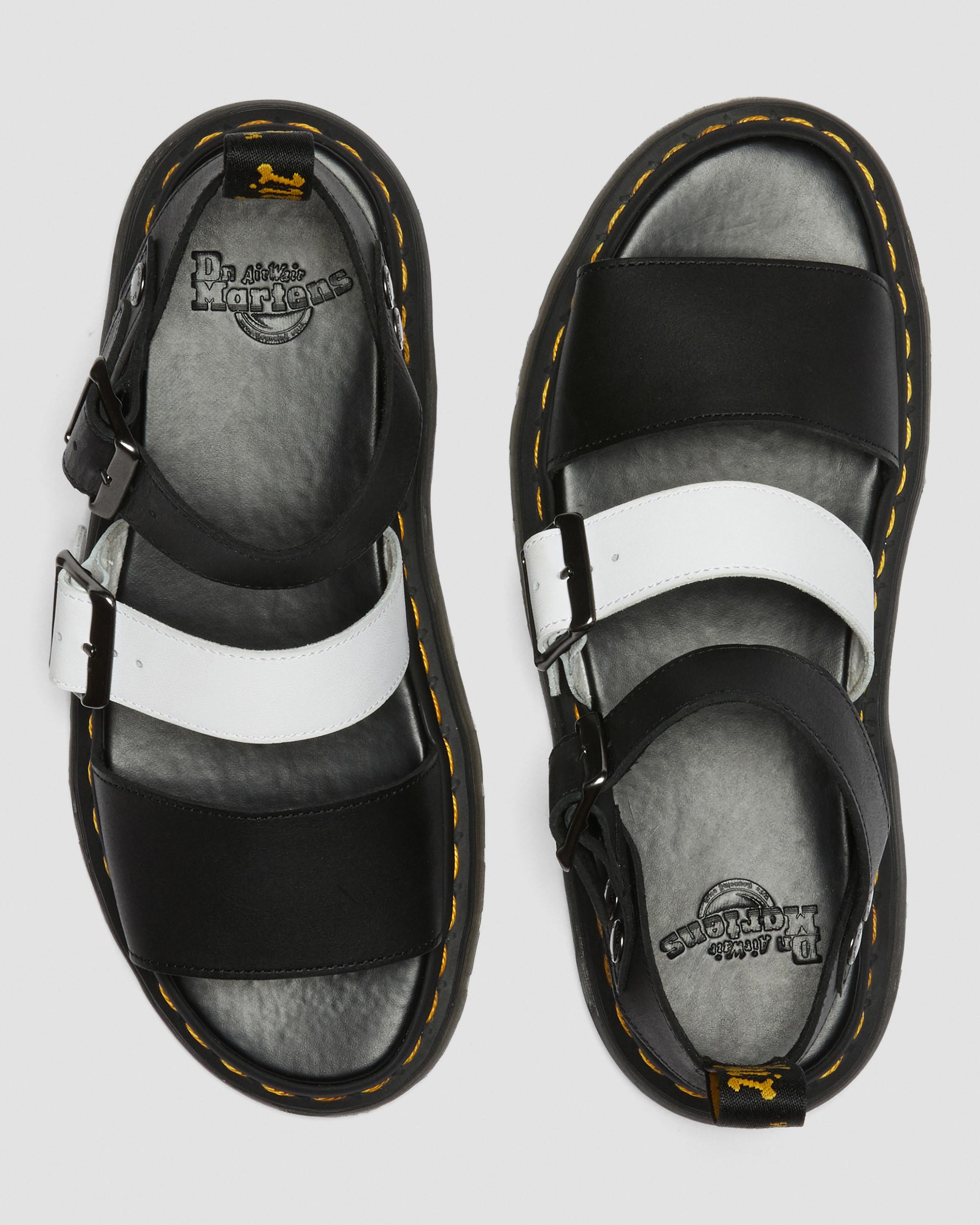 Gryphon Contrast Leather Strap Sandals in BLACK+WHITE | Dr. Martens™