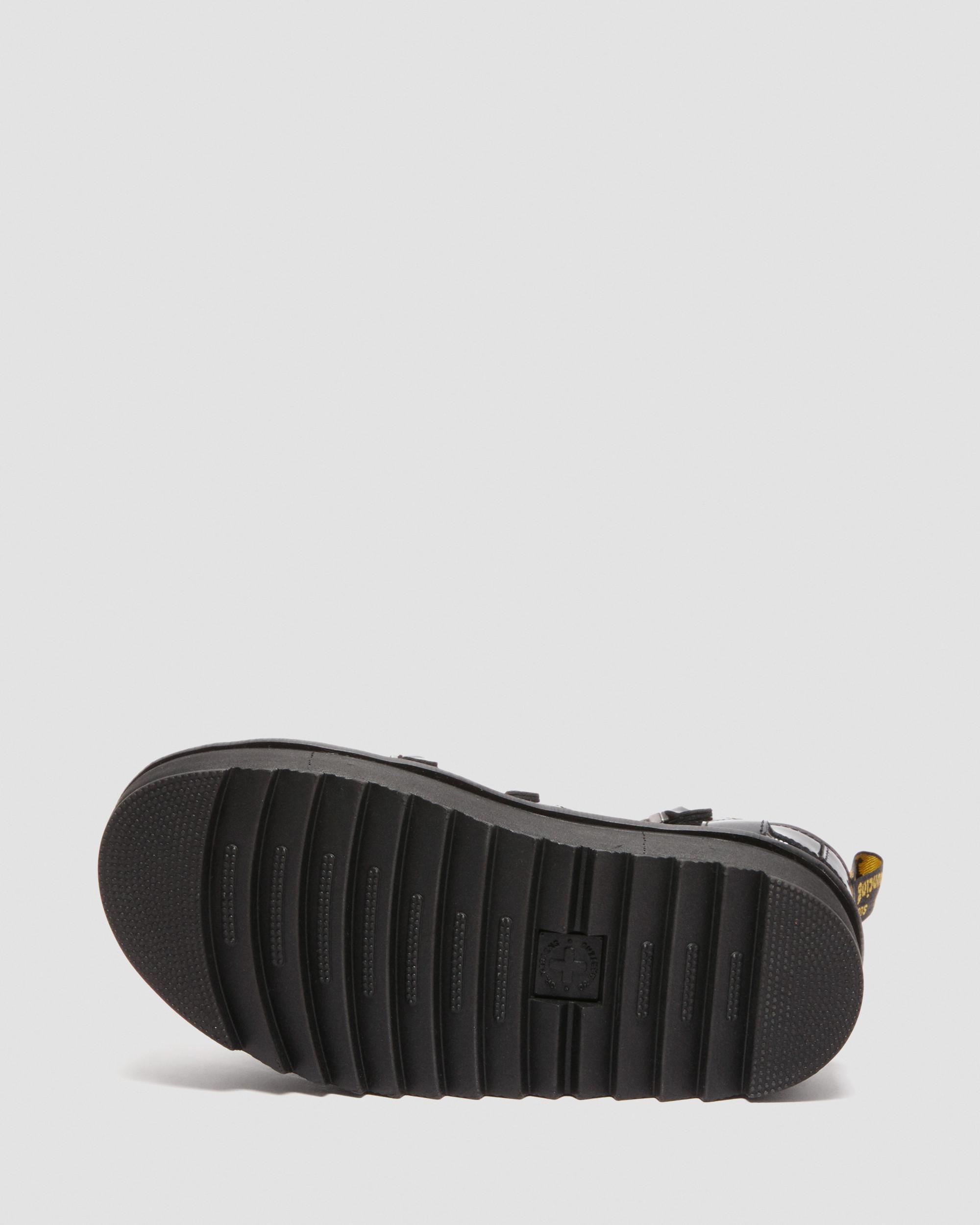 Blaire II Chain Patent Leather Platform Strap Sandals in BLACK