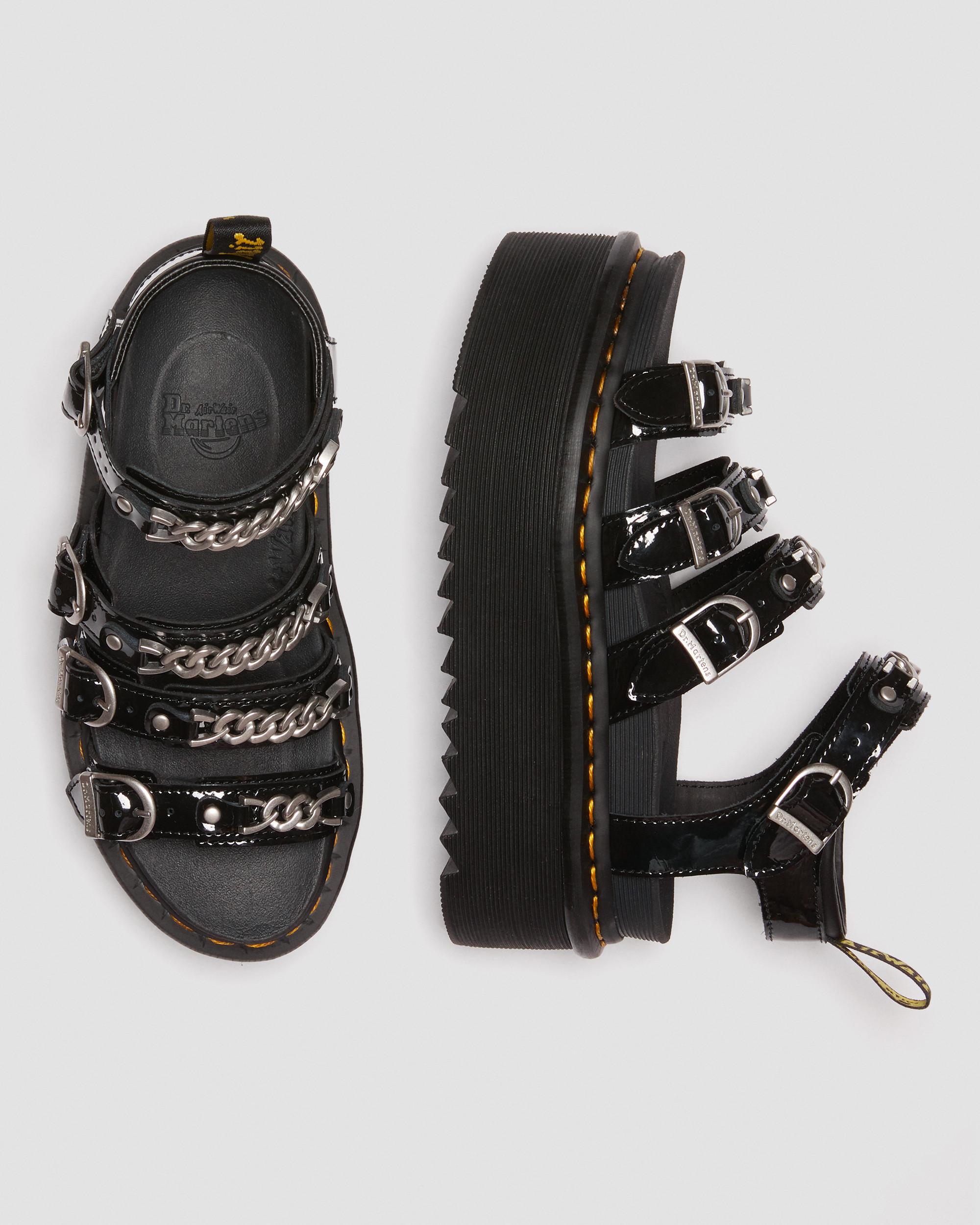 DR MARTENS Blaire II Chain Patent Leather Platform Strap Sandals