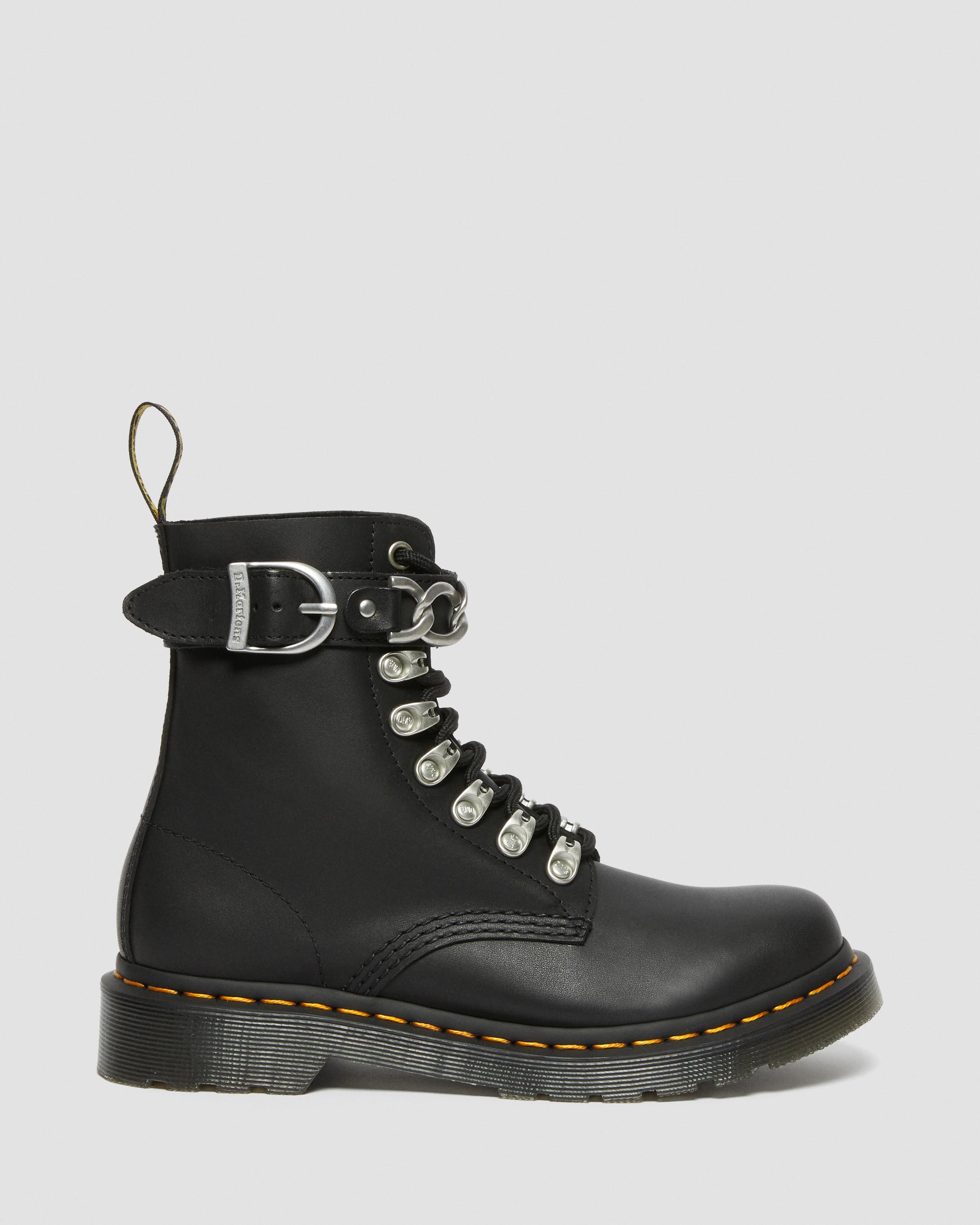 1460 Pascal Women's Chain Leather Lace Up Boots in Black | Dr. Martens