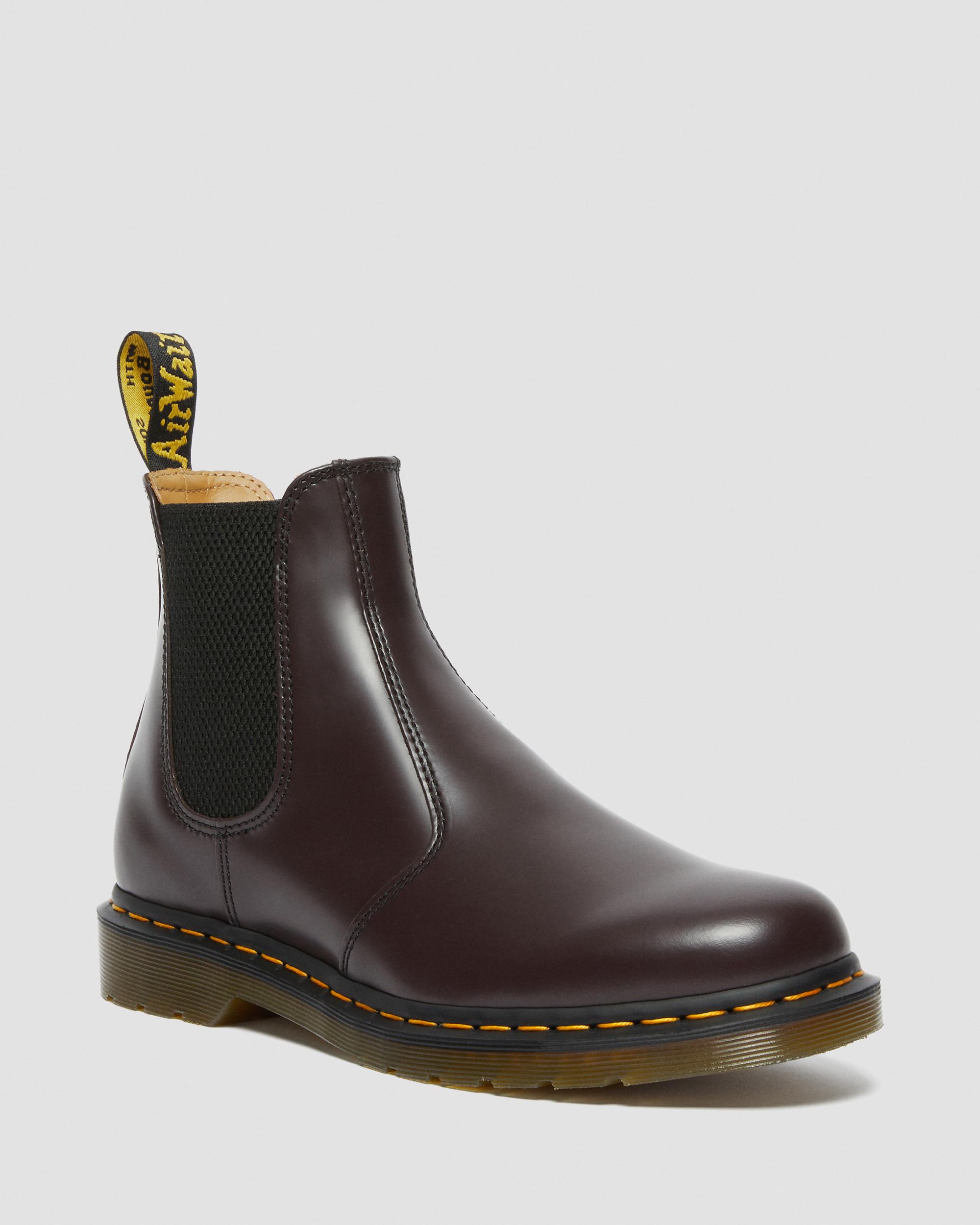 2976 Yellow Stitch Smooth Leather Chelsea Boots in Burgundy