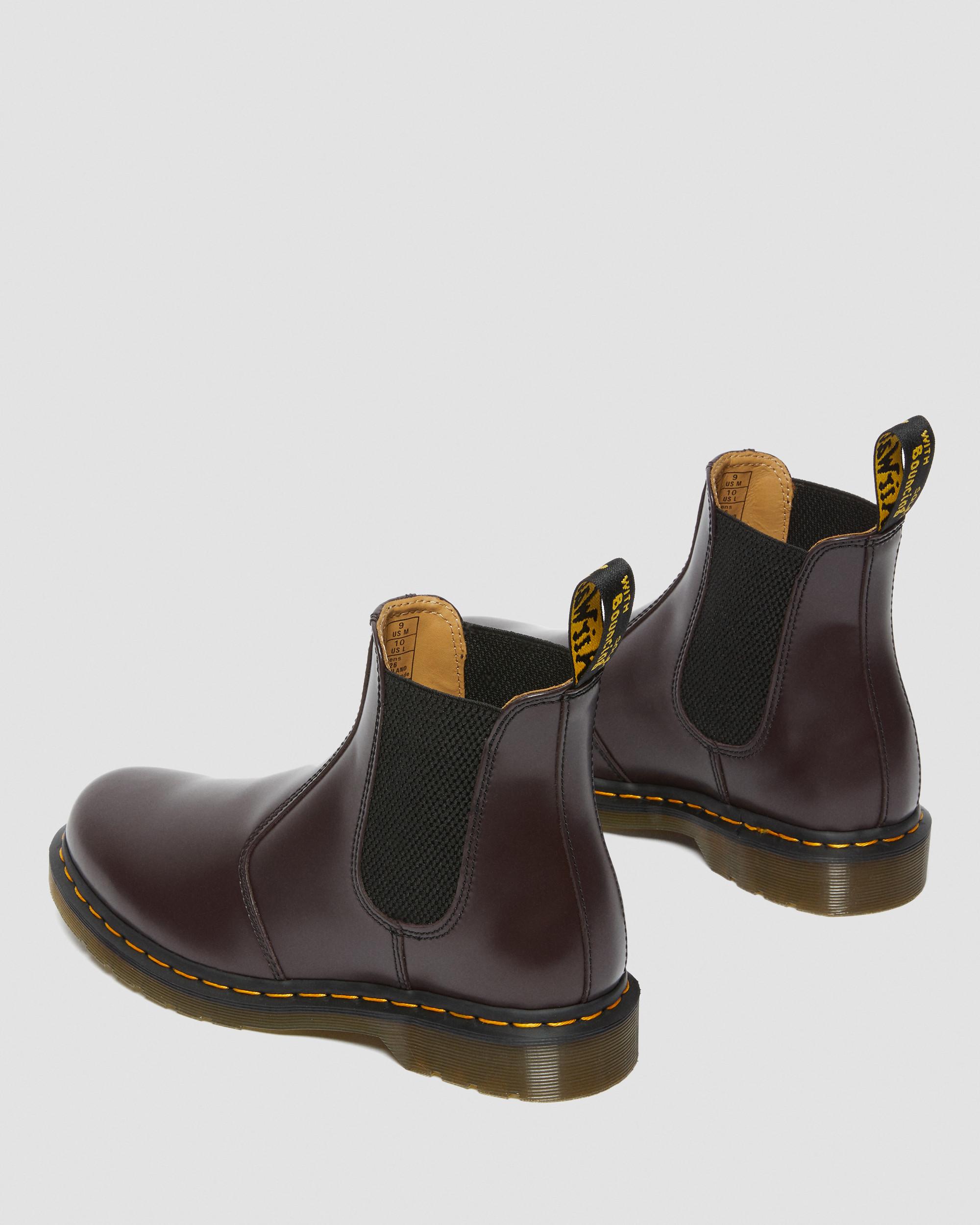 2976 Yellow Stitch Smooth Leather Chelsea Boots in Burgundy