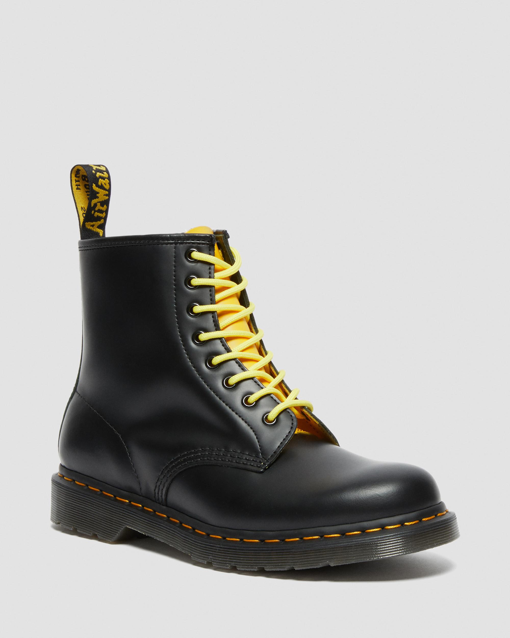 1460 Contrast Smooth Leather Lace Up Boots in BLACK+GREEN+YELLOW