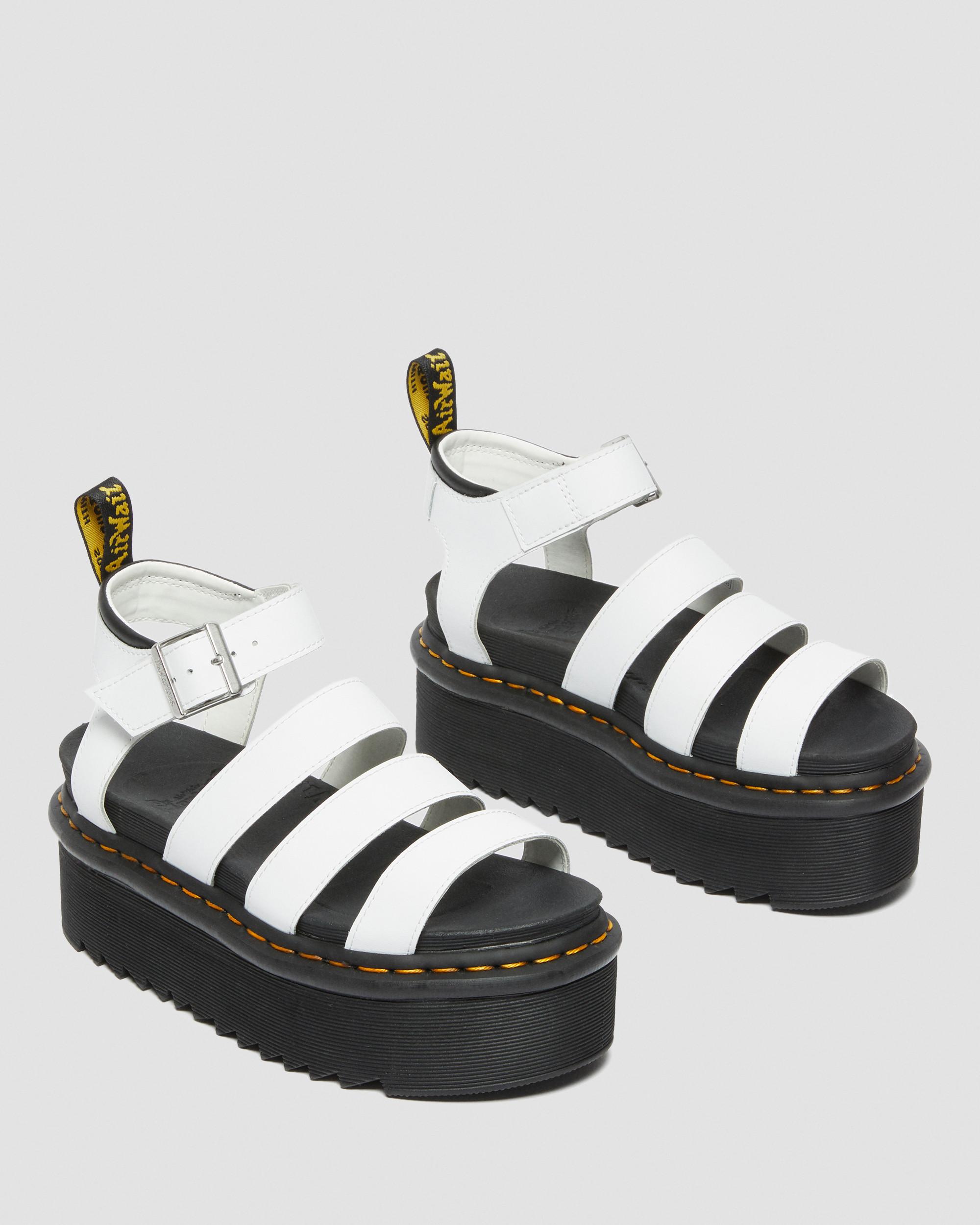 Blaire Quad Hydro Leather Platform Gladiator Sandals in White