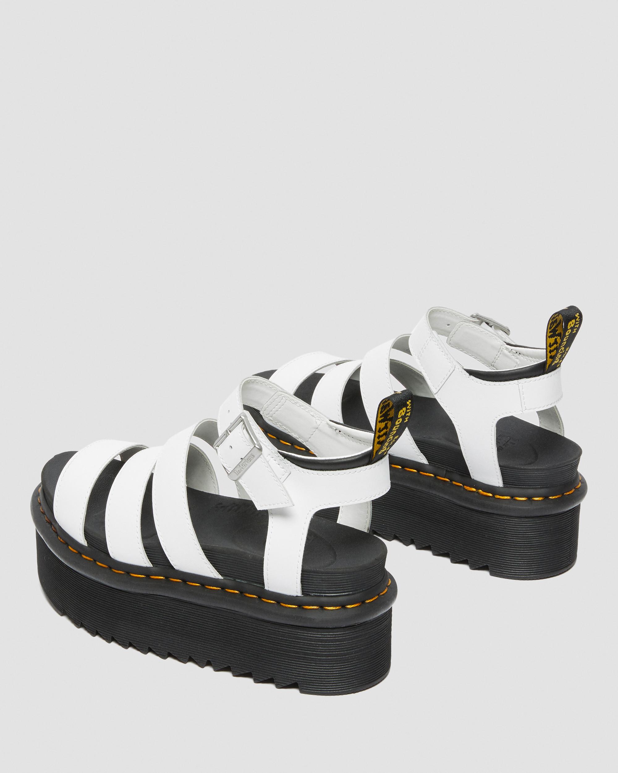 Blaire Quad Hydro Leather Platform Gladiator Sandals in White | Dr. Martens