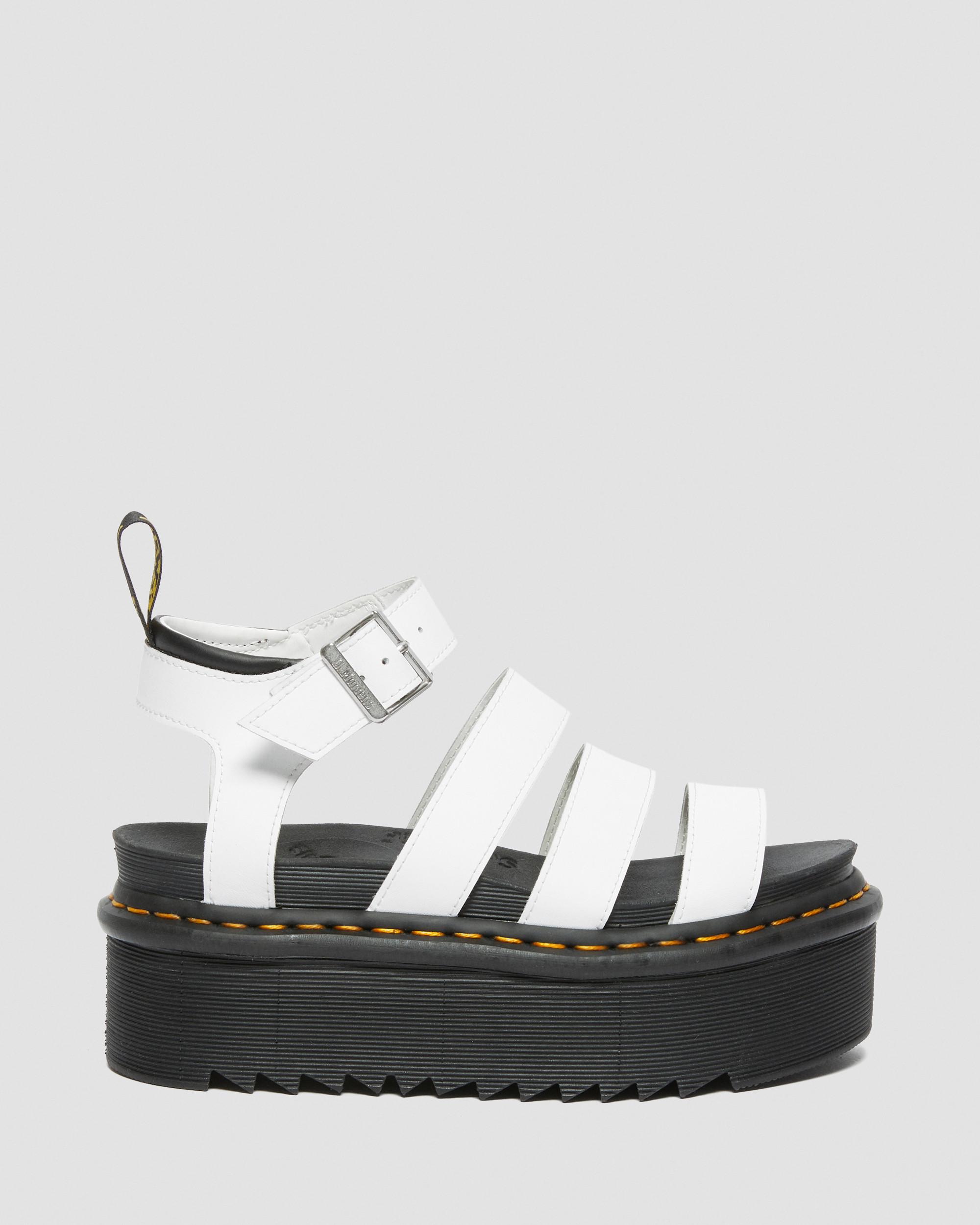 Blaire Quad Hydro Leather Platform Gladiator Sandals in White | Dr. Martens