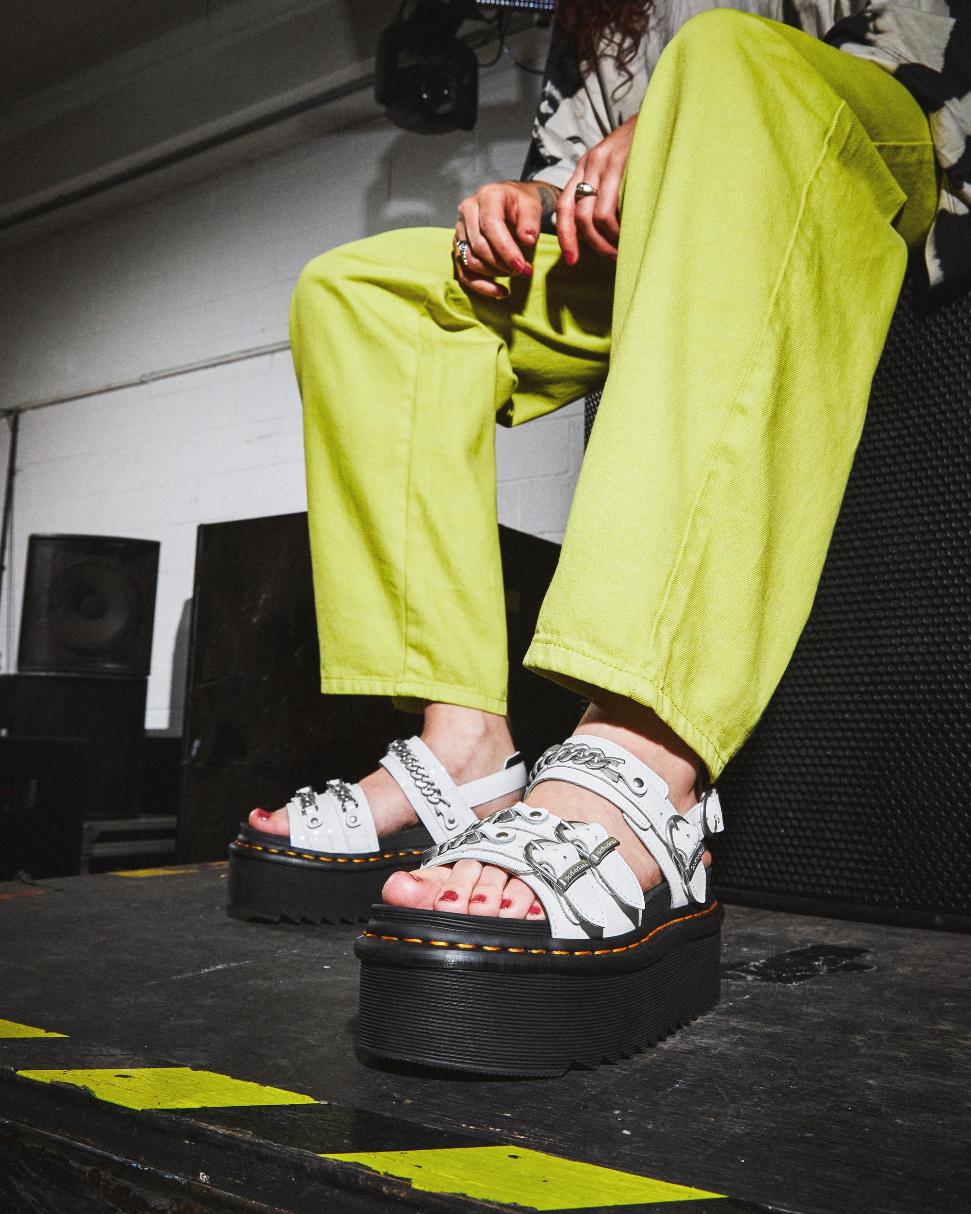 Voss II Chain Patent Leather Platform Sandals in WHITE | Dr. Martens™