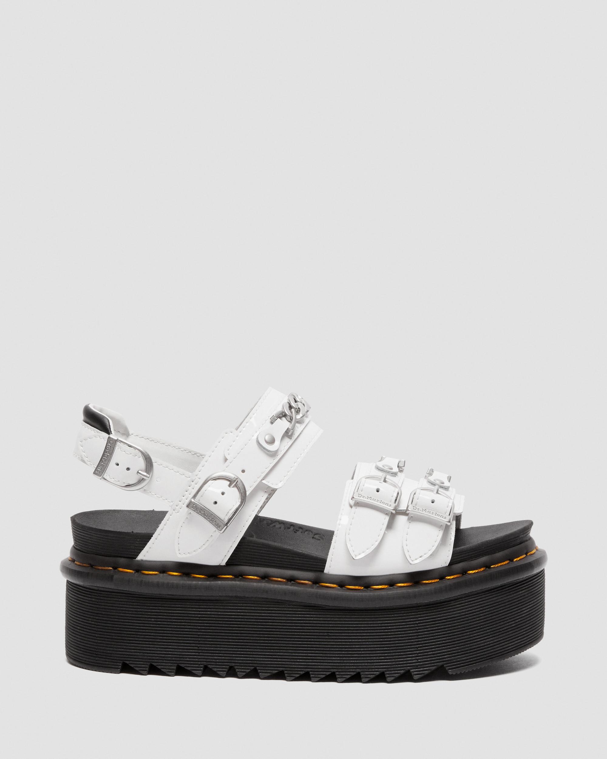 Voss II Chain Patent Leather Platform Sandals in WHITE | Dr. Martens™