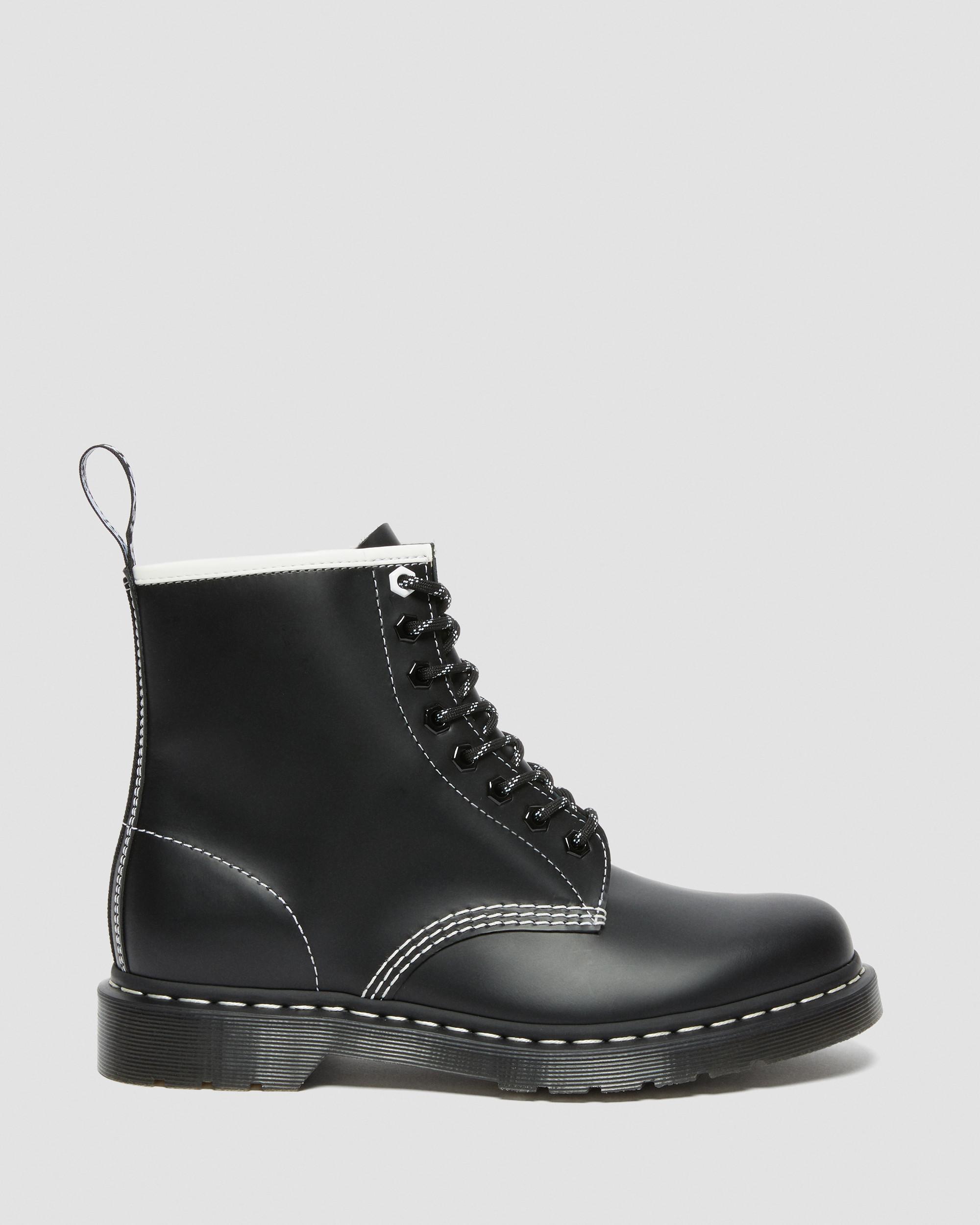 1460 Contrast Stitch Leather Lace Up Boots, Black | Dr. Martens