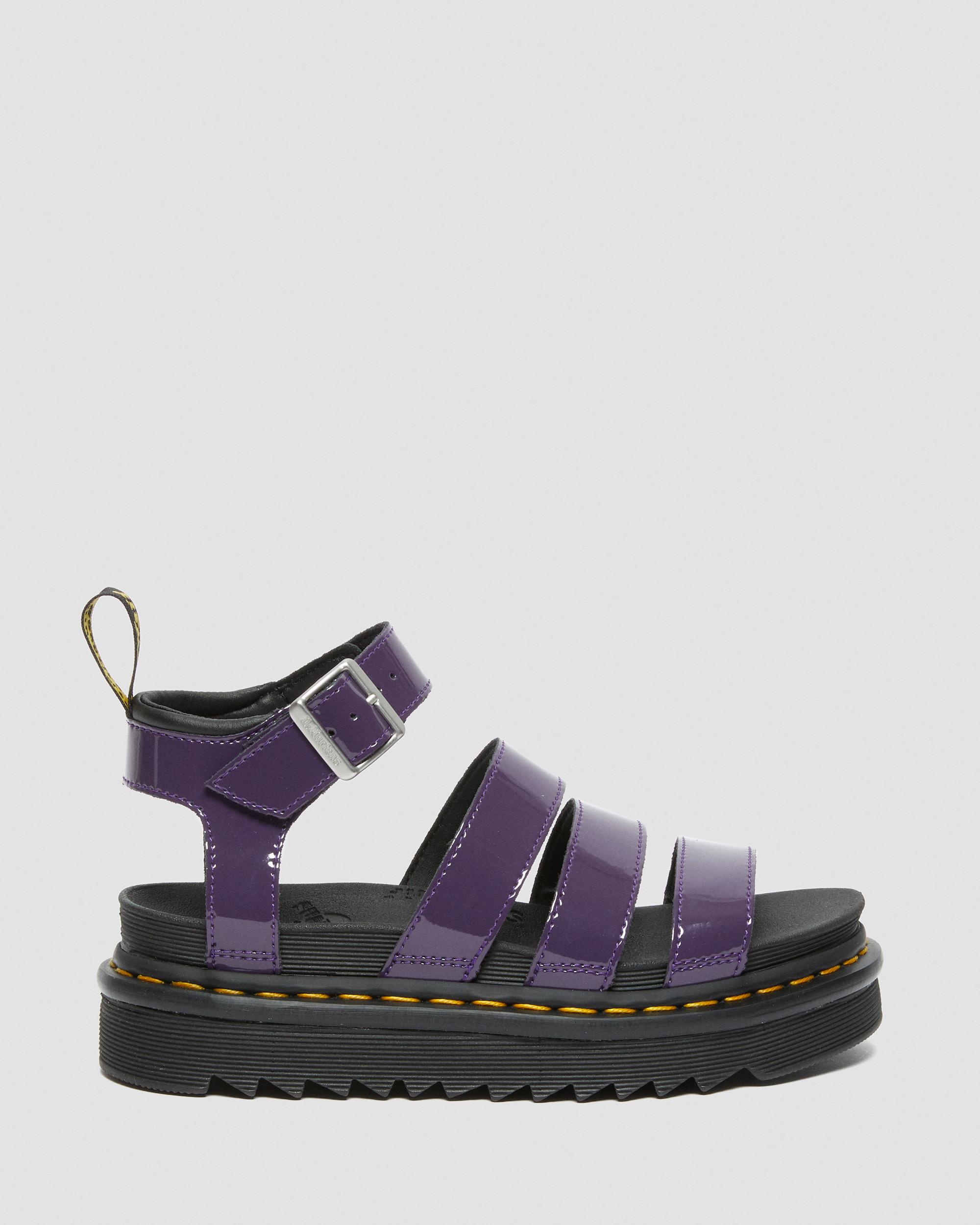 Blaire Patent Leather Strap Sandals in Blackcurrant | Dr. Martens