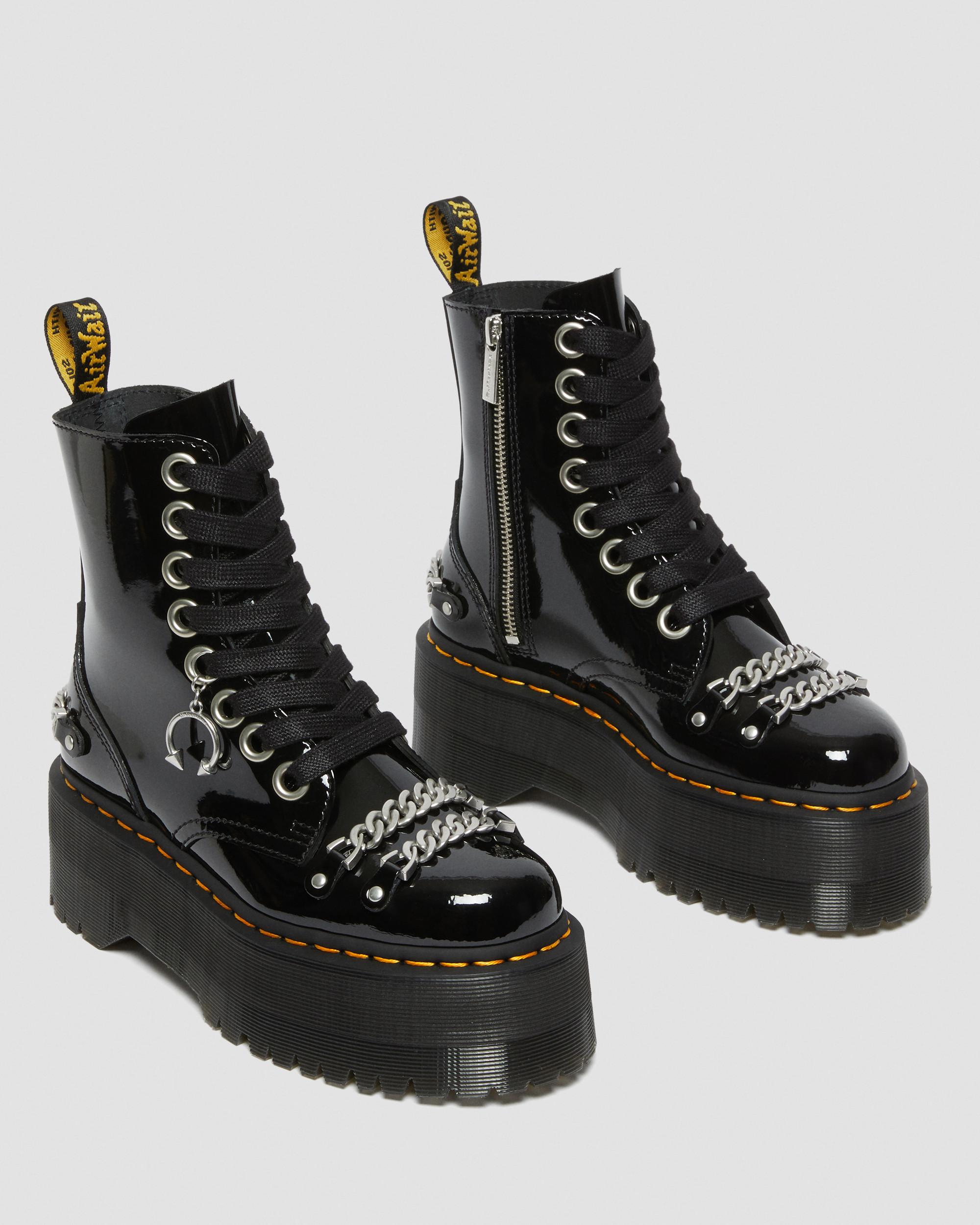 Jadon Boot Max Chain Patent Leather Platforms in BLACK | Dr. Martens™