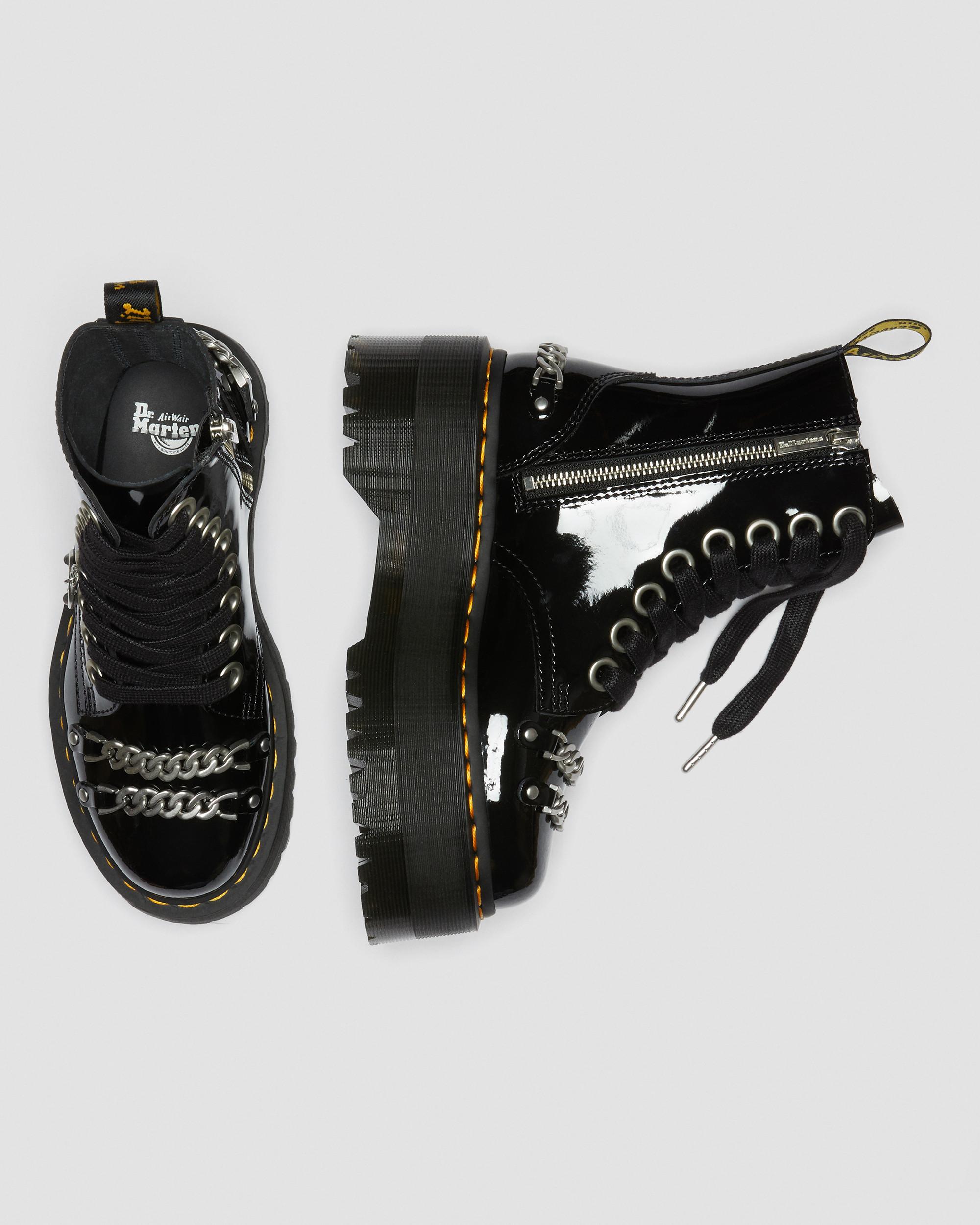 Jadon Boot Max Chain Patent Leather Platforms in Black | Dr. Martens