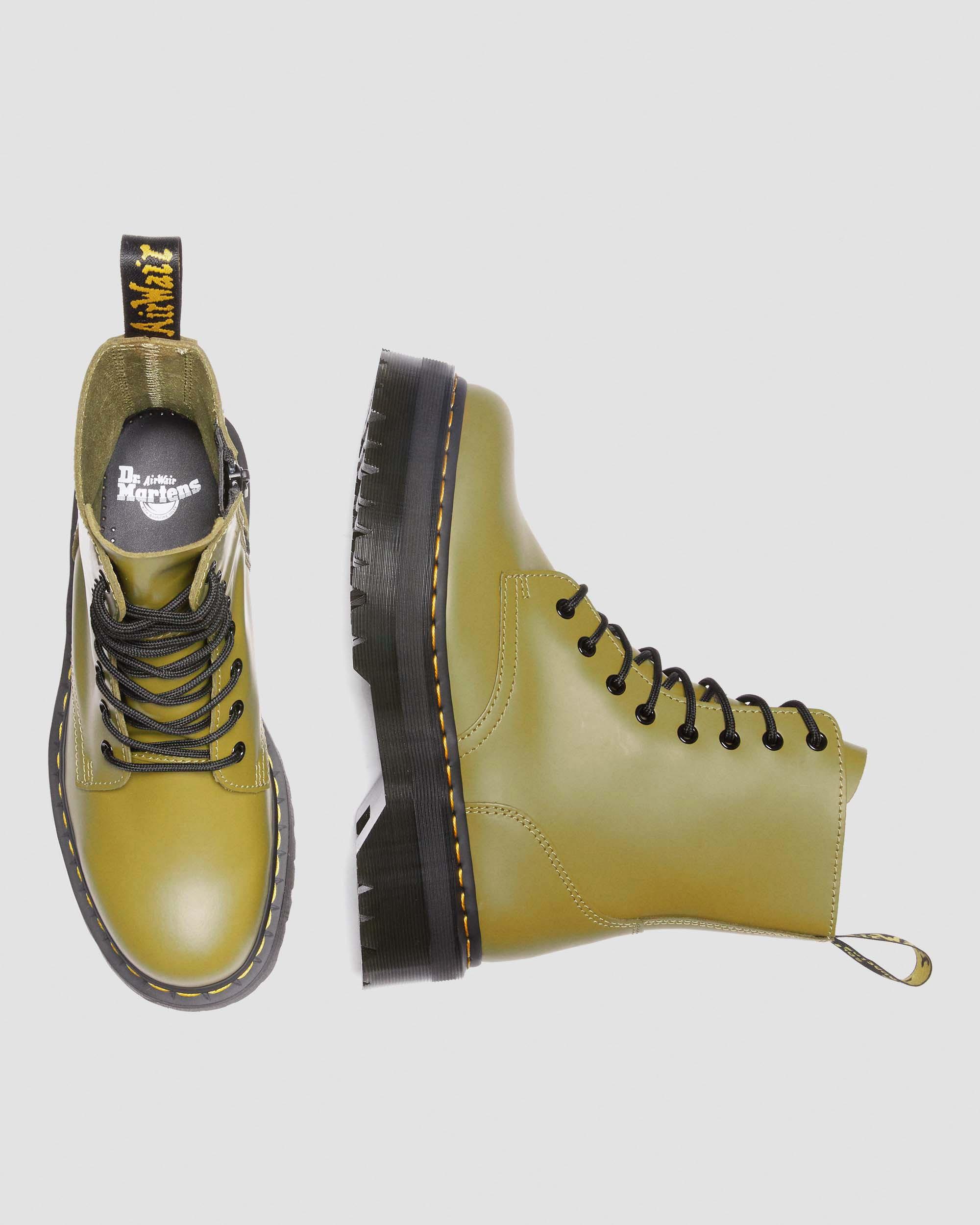 Jadon Boot Smooth Leather Platforms In Antique Olive | Dr. Martens