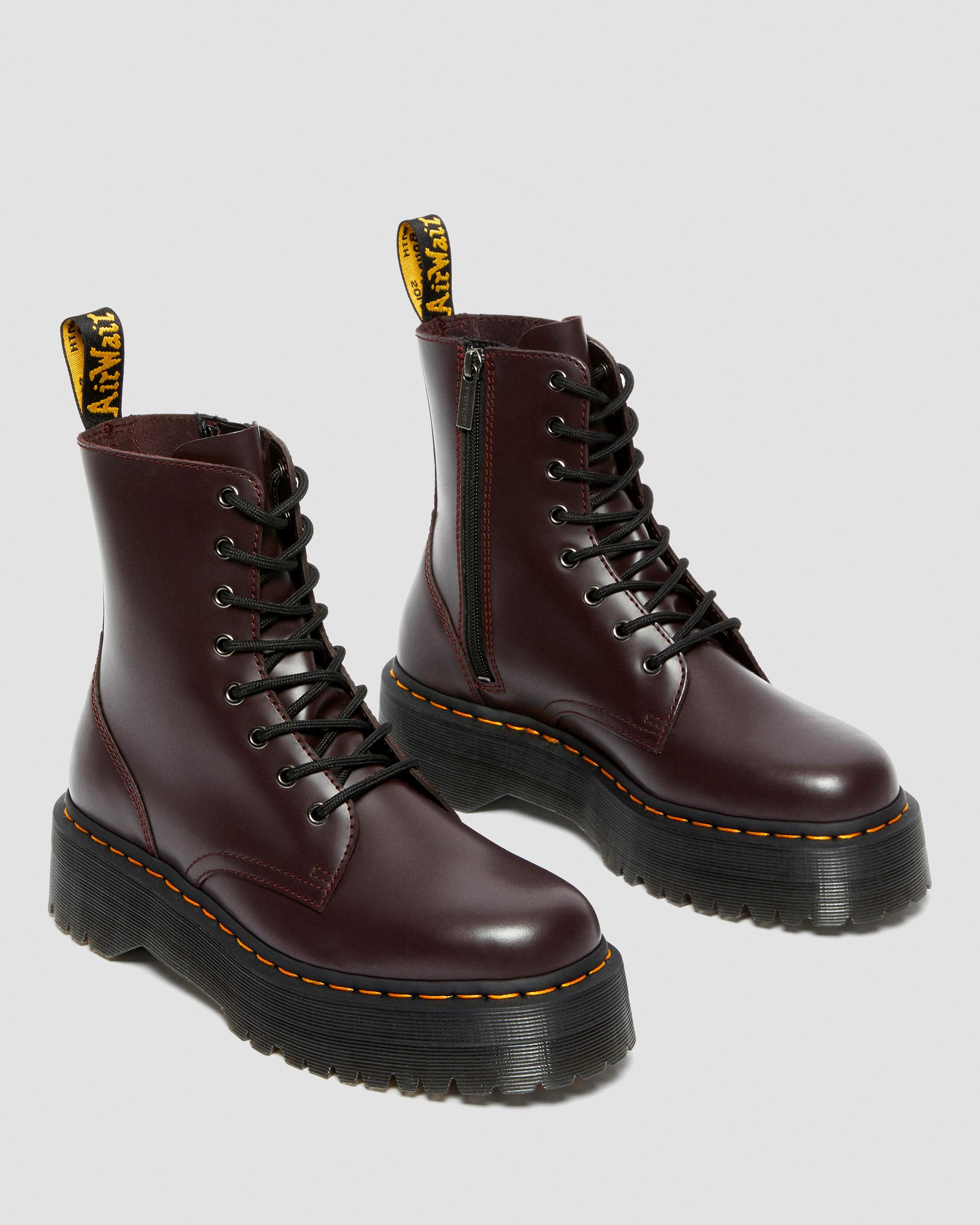 Jadon Boot Smooth Leather Platforms in Burgundy | Dr. Martens