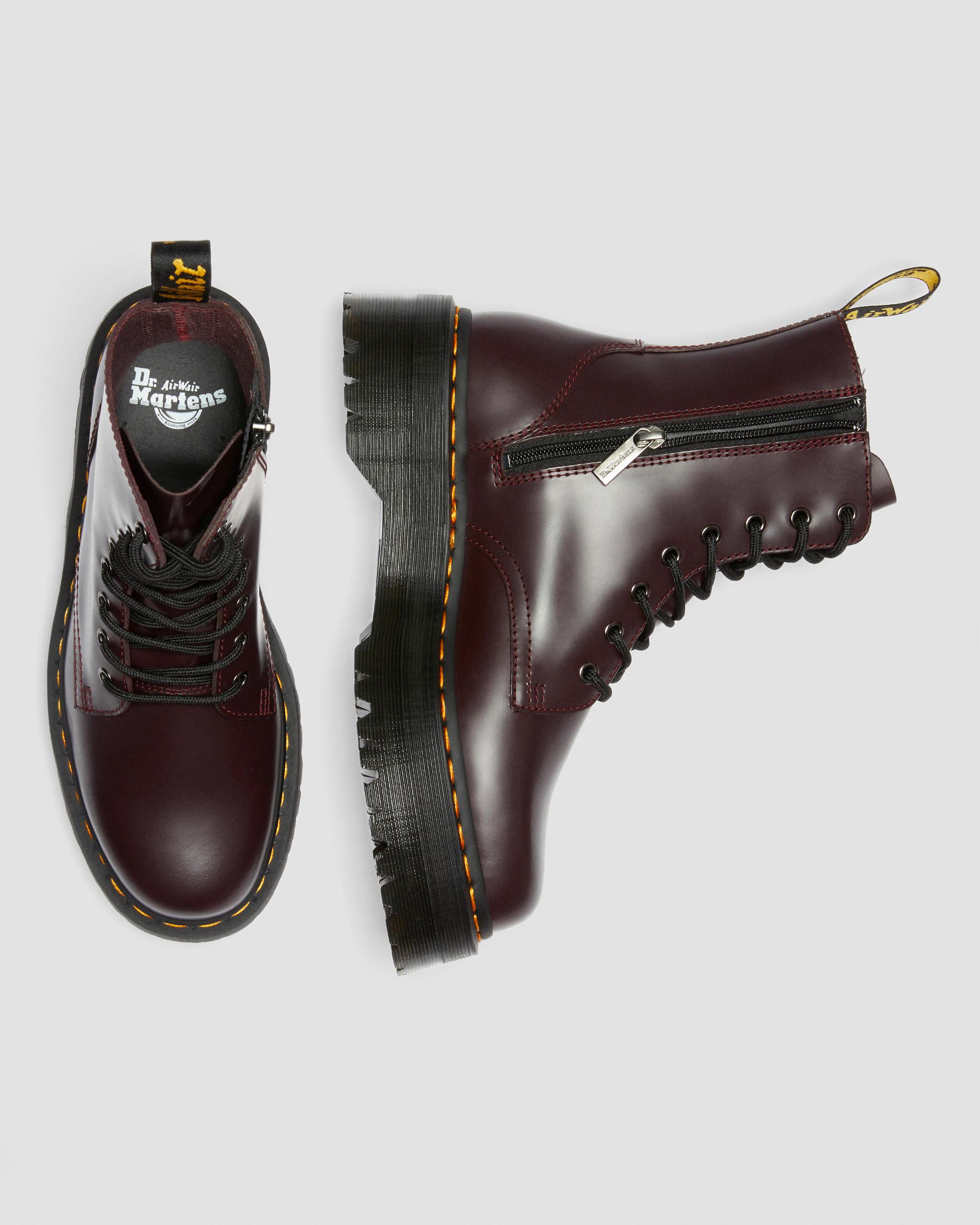 Jadon Boot Smooth Leather Platforms in Burgundy | Dr. Martens