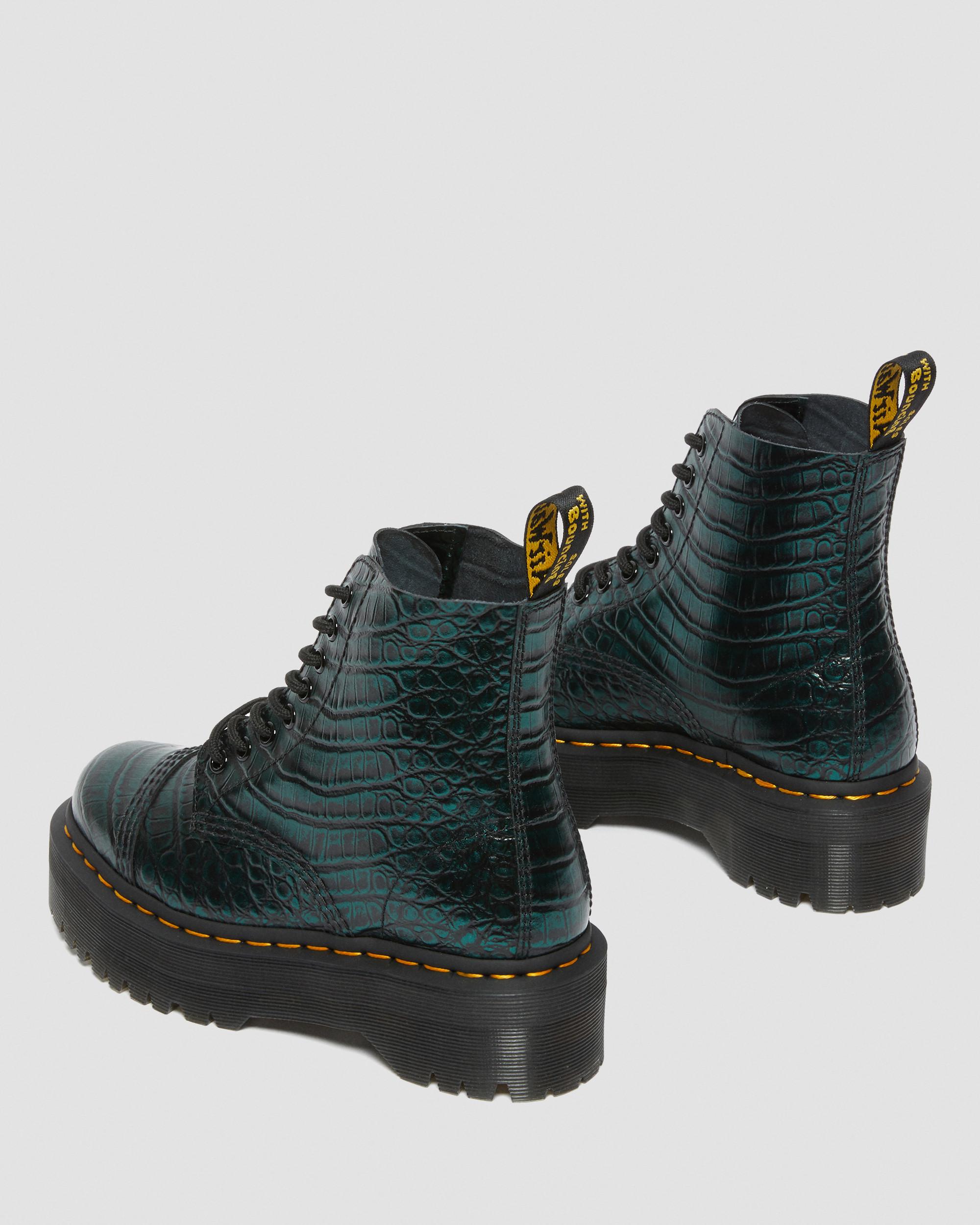 DR MARTENS Sinclair Croc Emboss Leather Platform Boots
