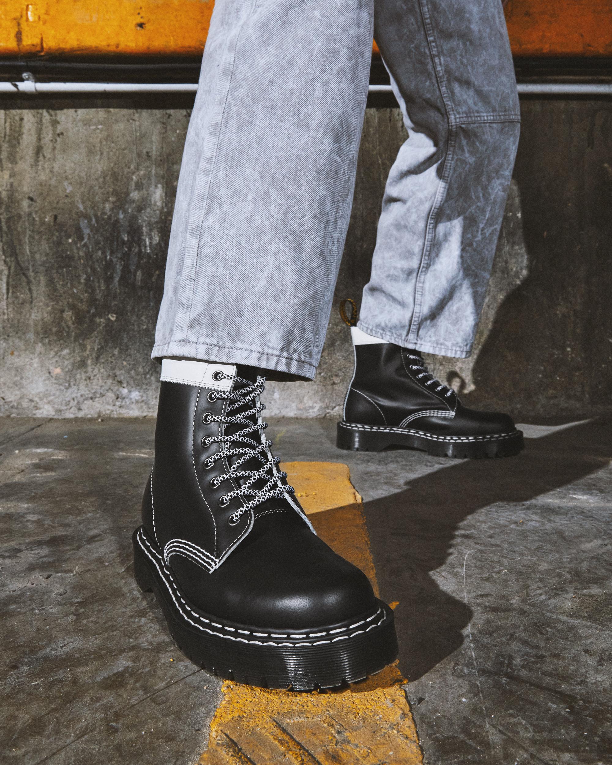 1460 Pascal Bex Leather Contrast Lace Up Boots in BLACK+WHITE +