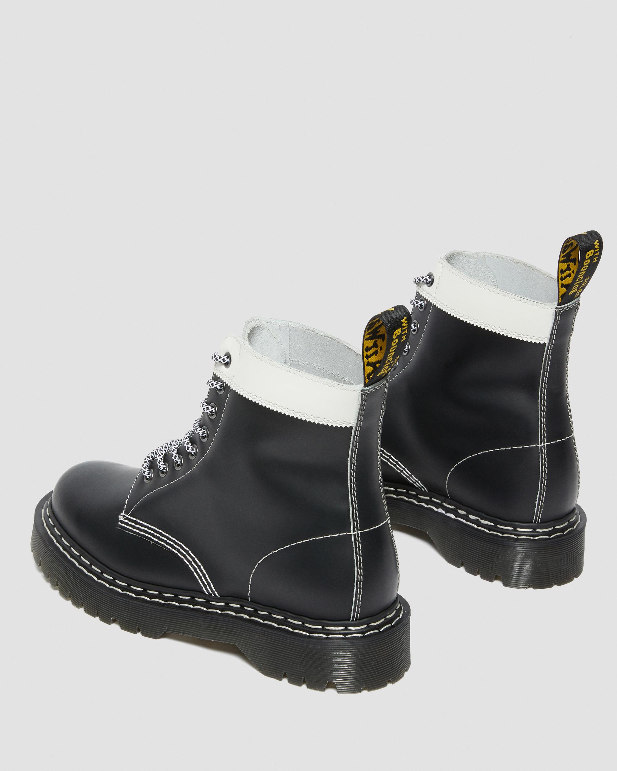 1460 Pascal Bex Leather Contrast Lace Up Boots in BLACK+WHITE + 