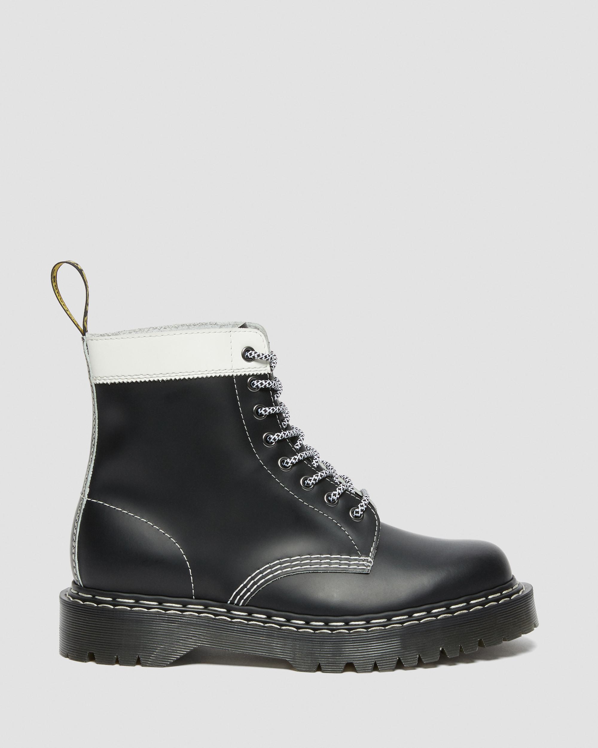 1460 Pascal Bex Leather Contrast Lace Up Boots in Black+White