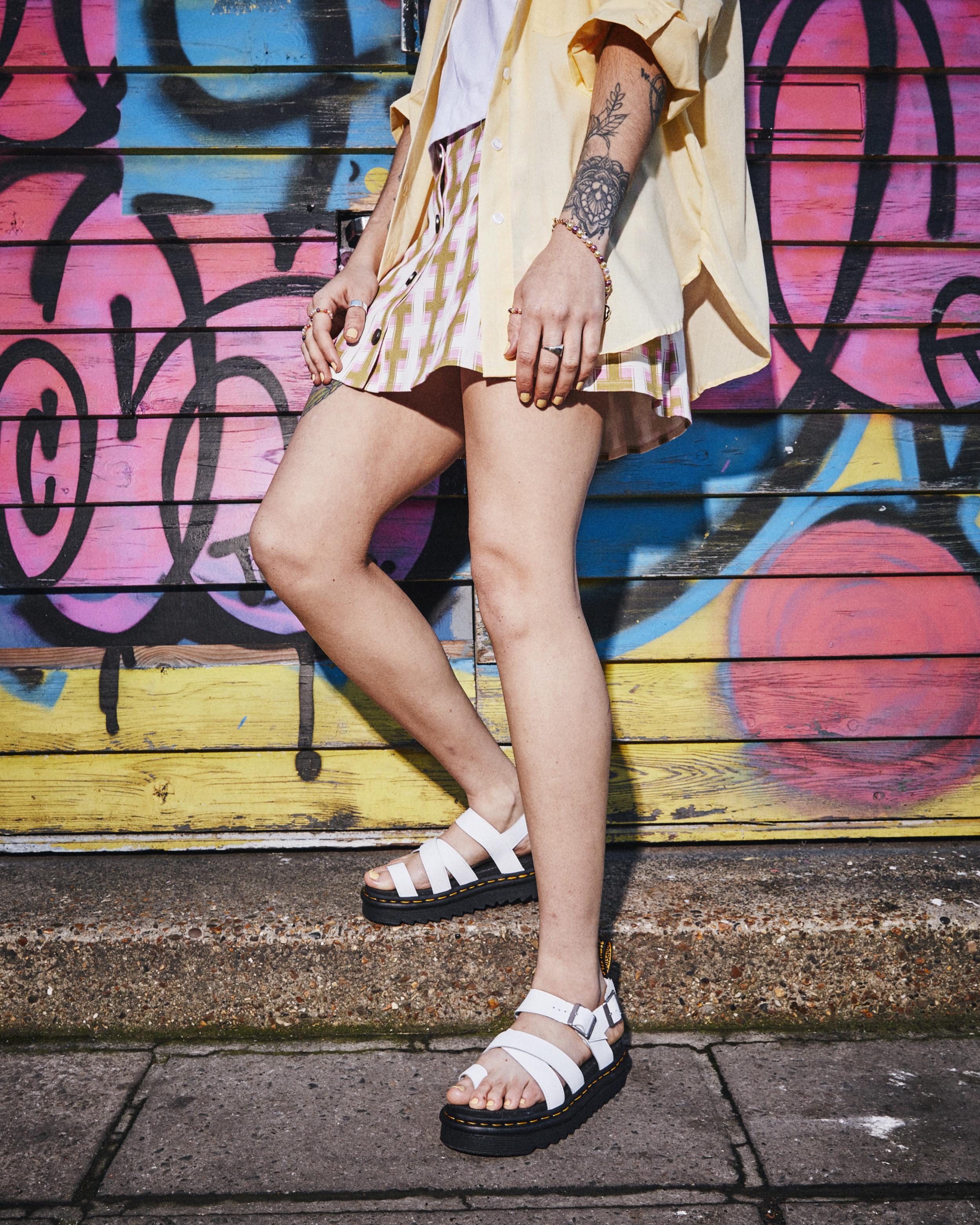 lili by seri マルチショルダー テリア ホワイト Avry Hydro Leather Strap Sandals in WHITE | Dr. Martens™