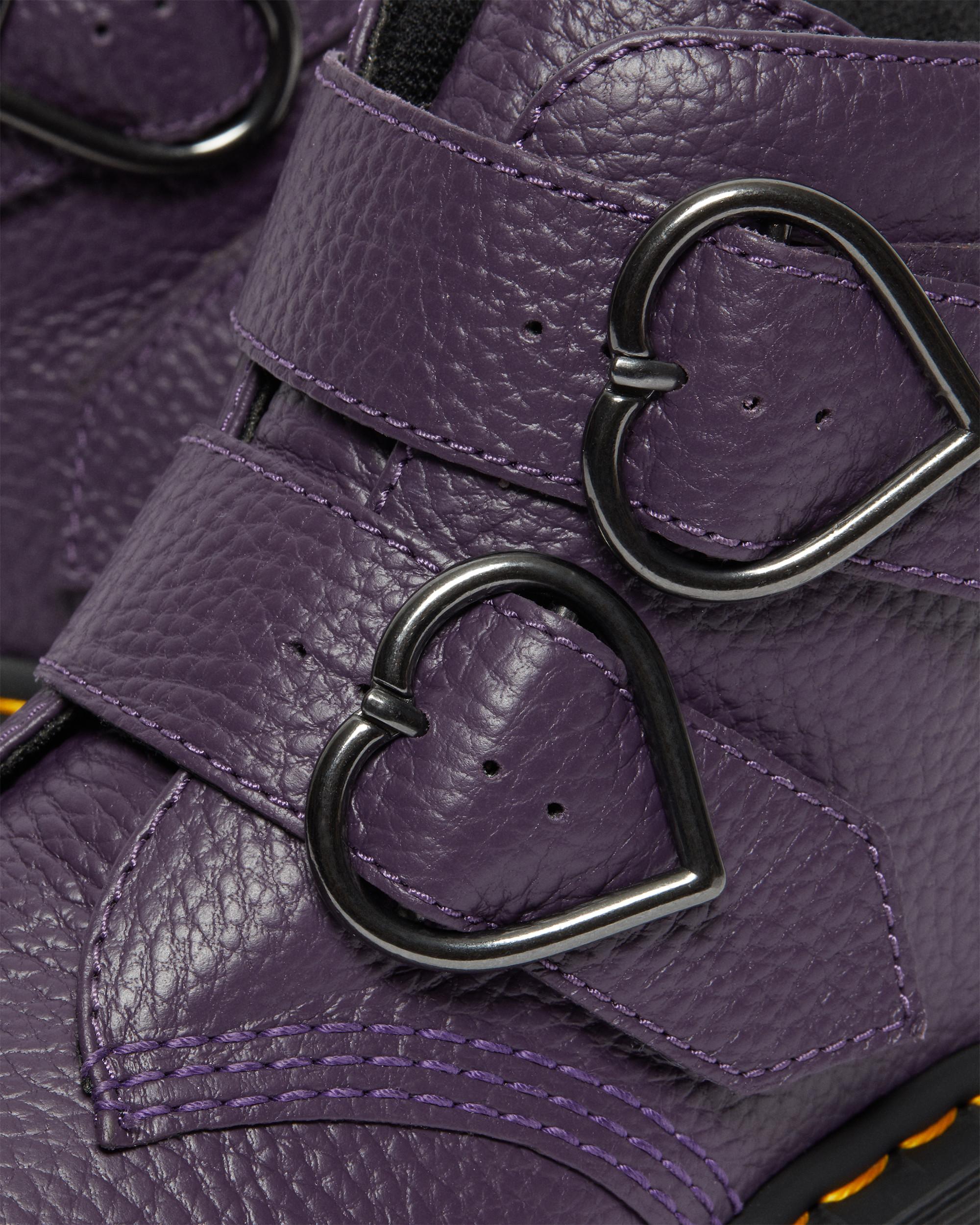 Devon Heart Leather Platform Boots in BLACKCURRANT | Dr. Martens™