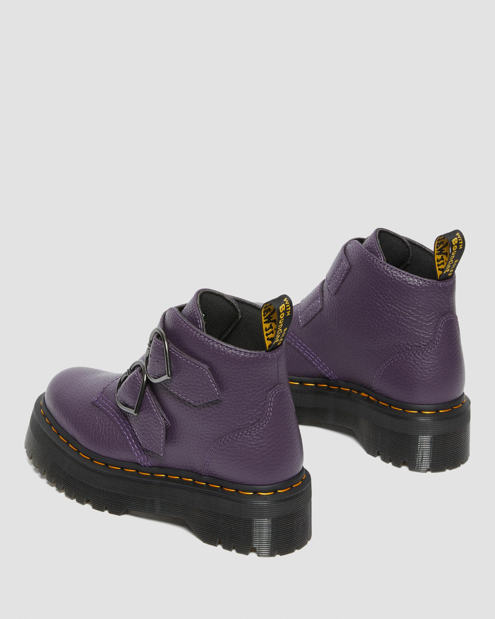 【新品・直営店で購入・完売品】 ドクターマーチン DEVON HEART UK6 Devon Heart Leather Platform Boots in BLACKCURRANT | Dr. Martens™