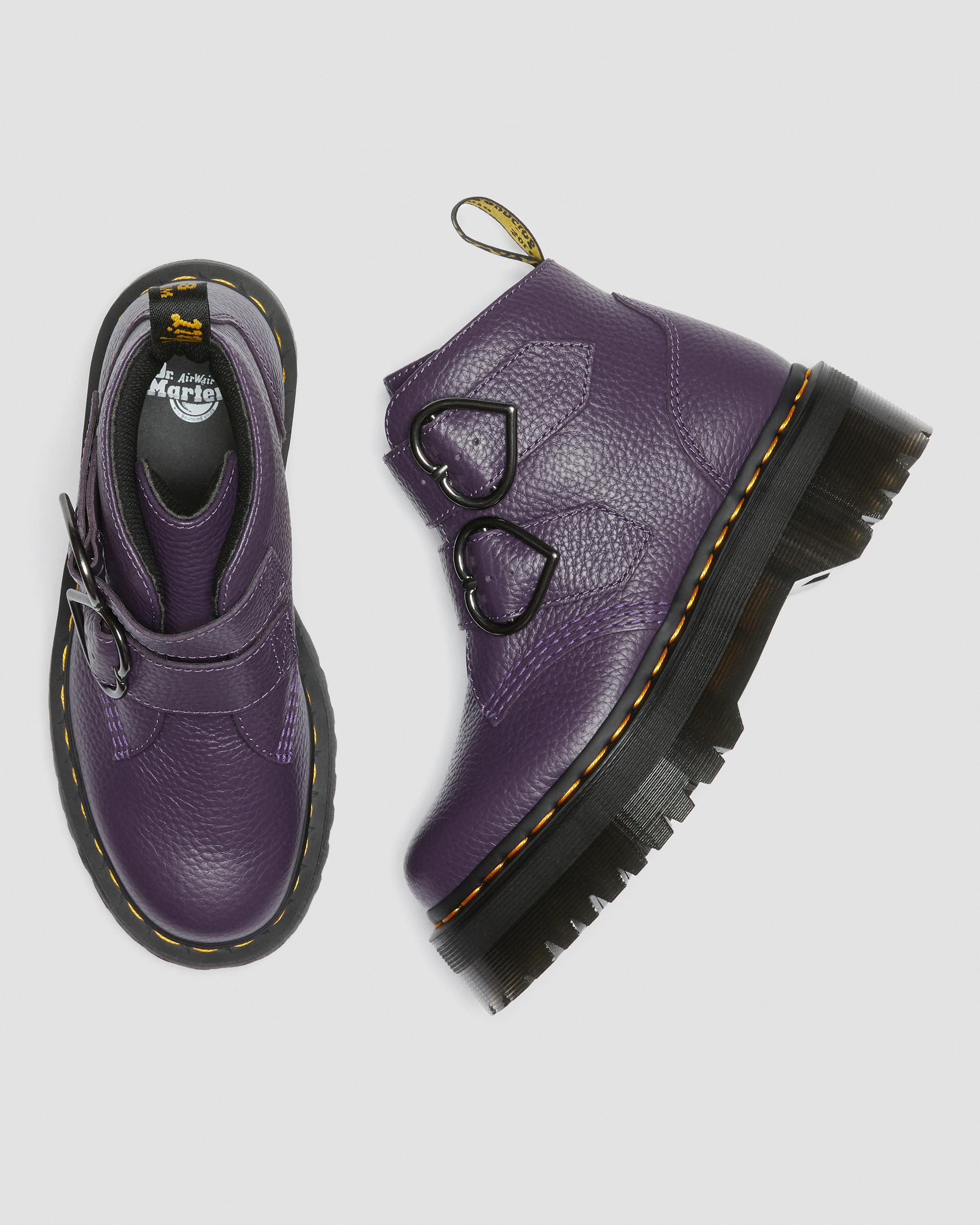 【新品・直営店で購入・完売品】 ドクターマーチン DEVON HEART UK6 Devon Heart Leather Platform Boots in BLACKCURRANT | Dr. Martens™