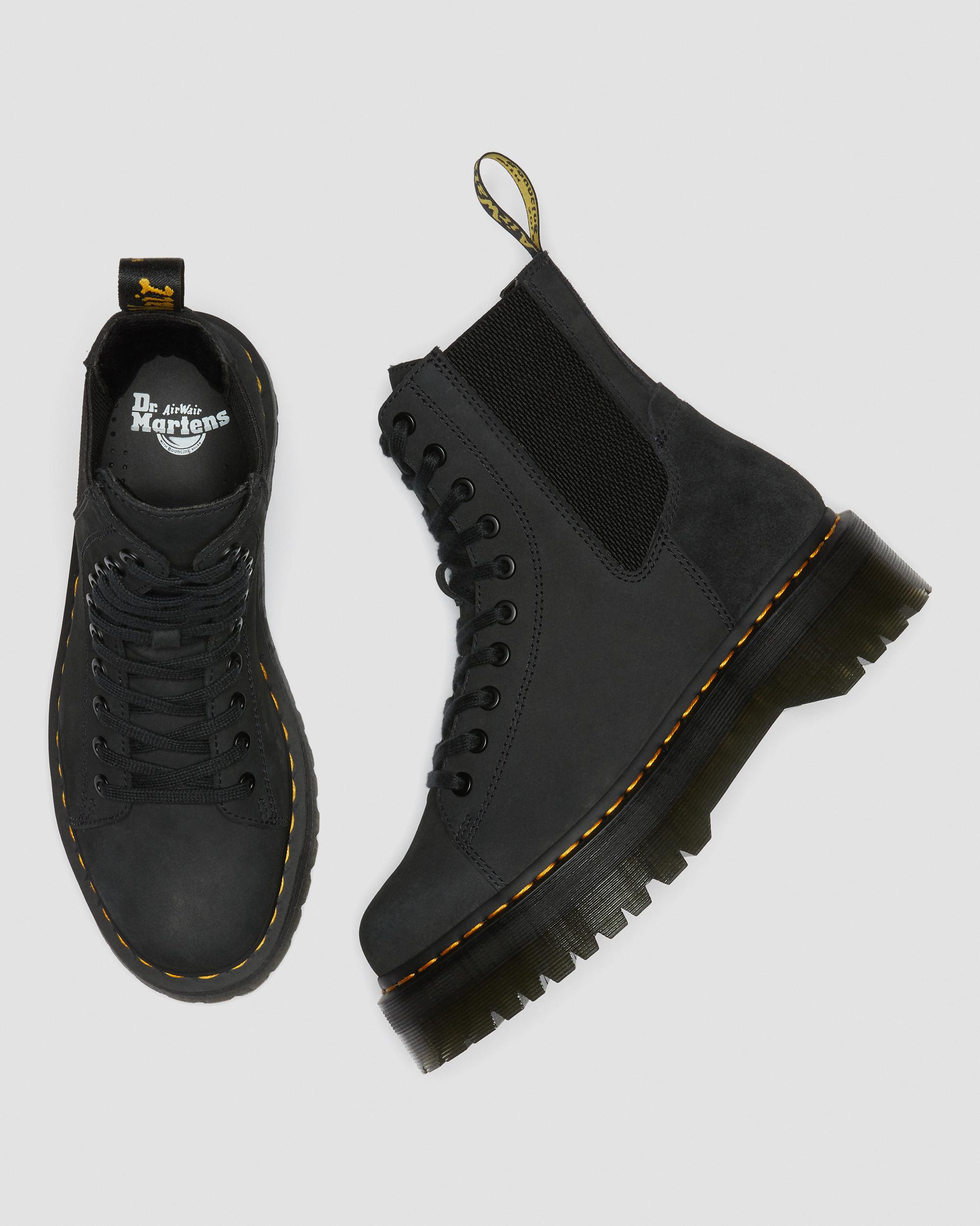 Jadon Boot Nubuck Leather Platforms in Black | Dr. Martens
