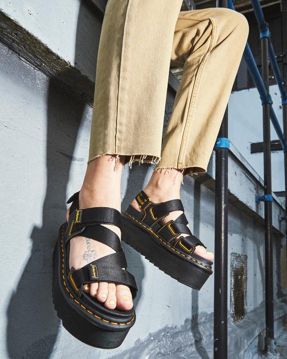 Kimber Logo Webbing Strap Sandals, Black | Dr. Martens