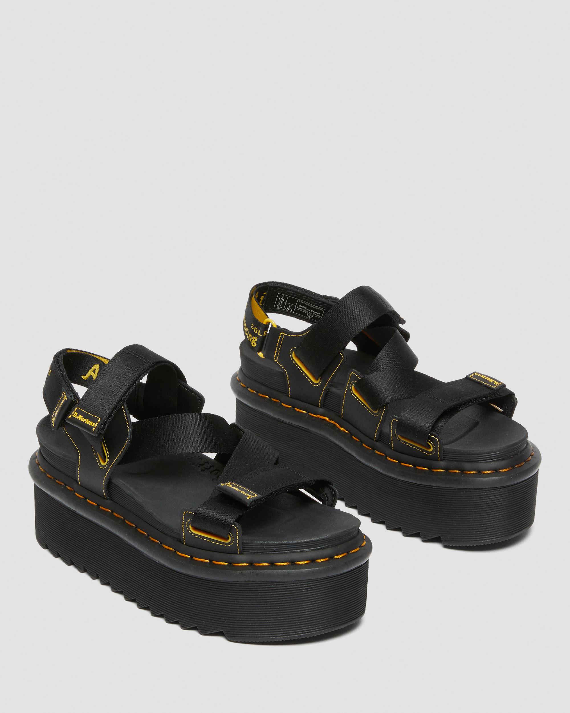 Dr. Martens Kimber Logo Strap Platform Sandals In Black | ModeSens