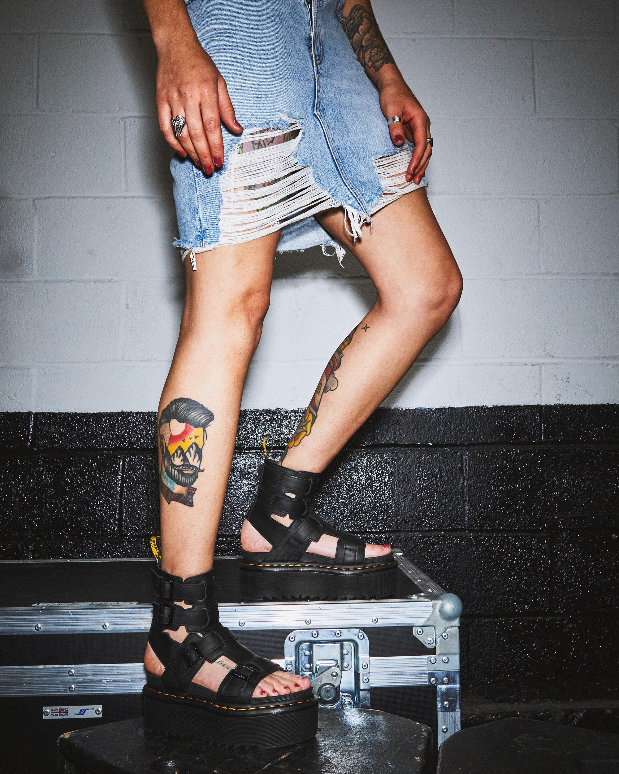 Giavanna Leather Platform Gladiator Sandals in BLACK | Dr. Martens™