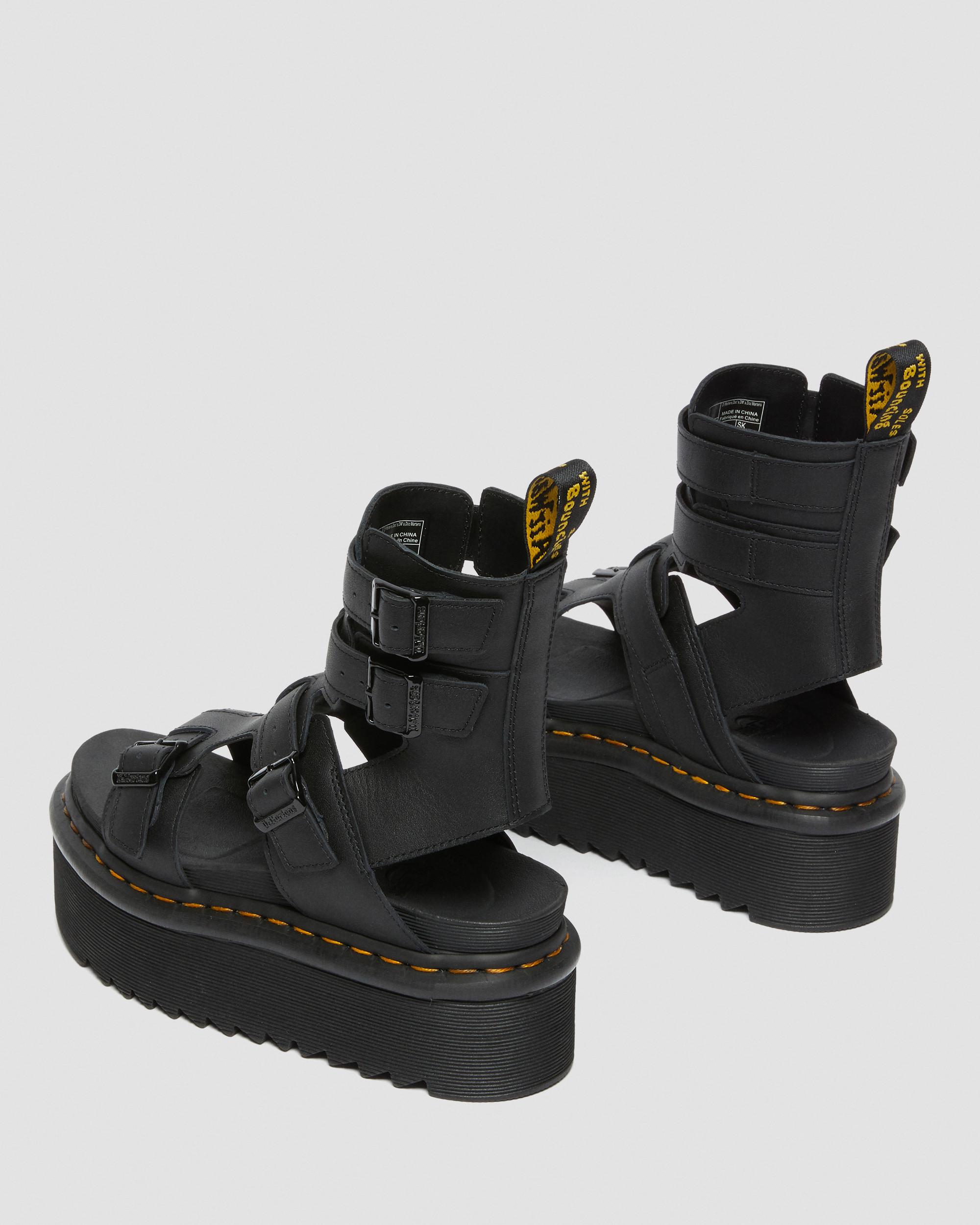 Giavanna Leather Platform Gladiator Sandals in Black | Dr. Martens