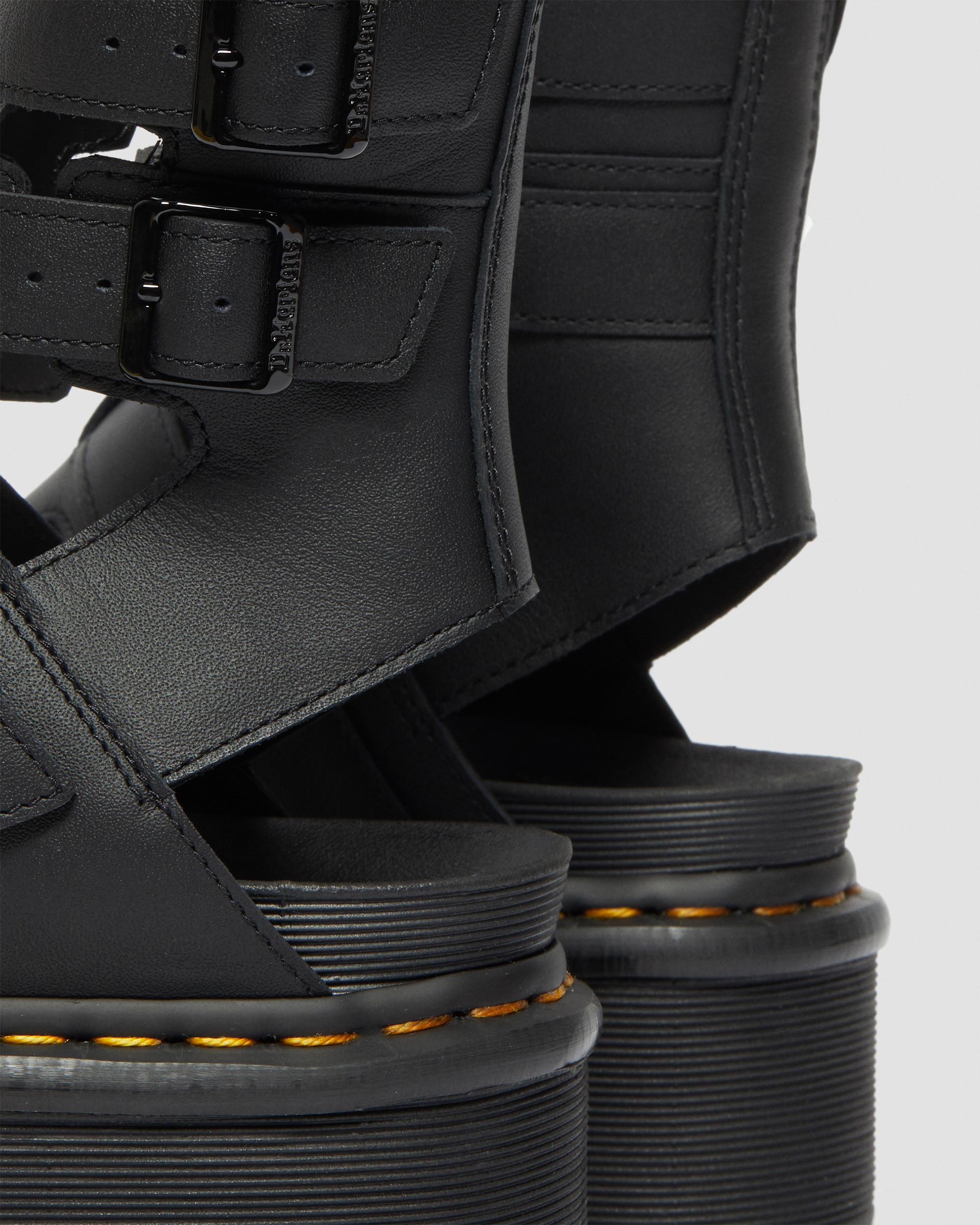 Giavanna Leather Platform Gladiator Sandals in Black | Dr. Martens