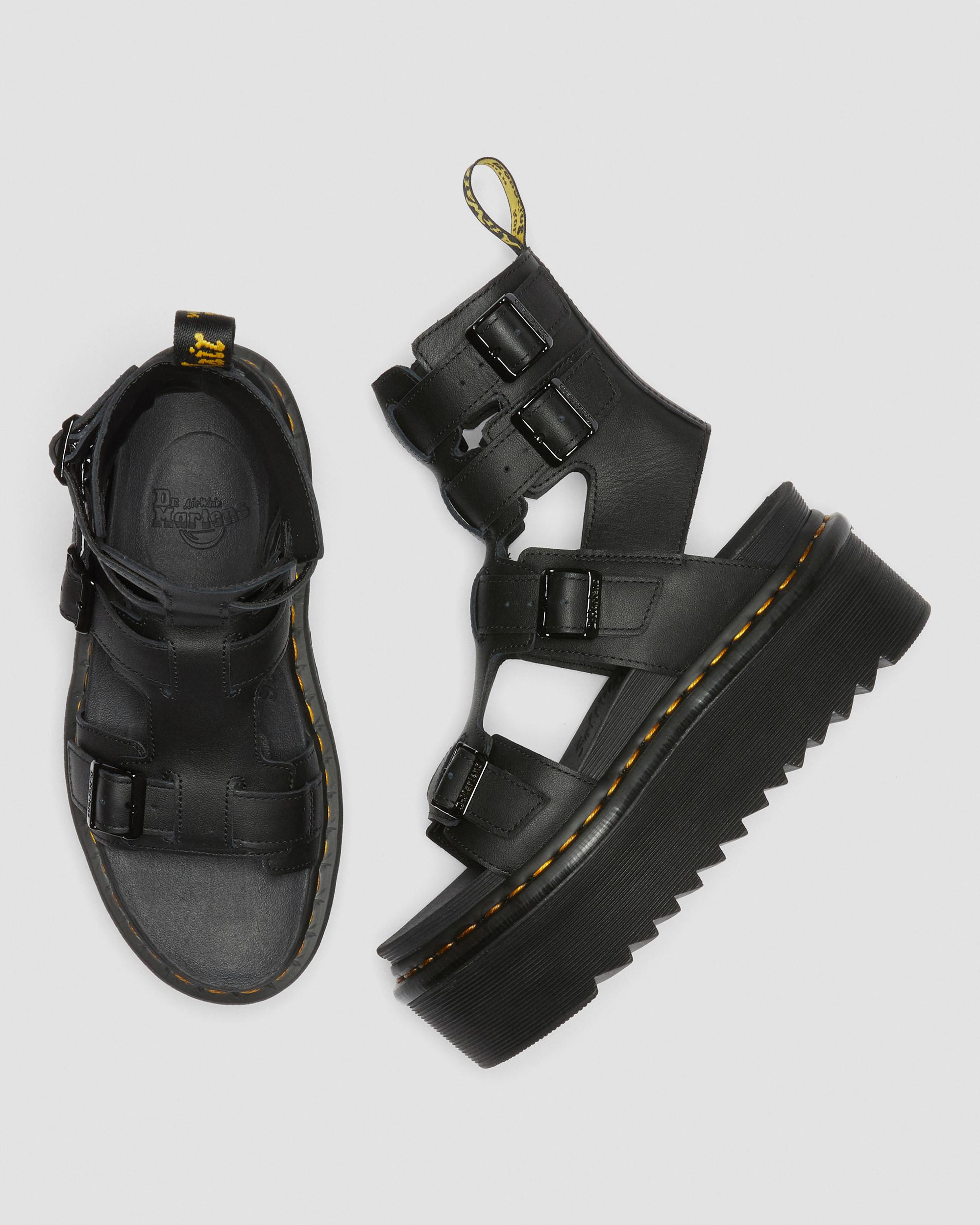 Giavanna Leather Platform Gladiator Sandals in BLACK | Dr. Martens™