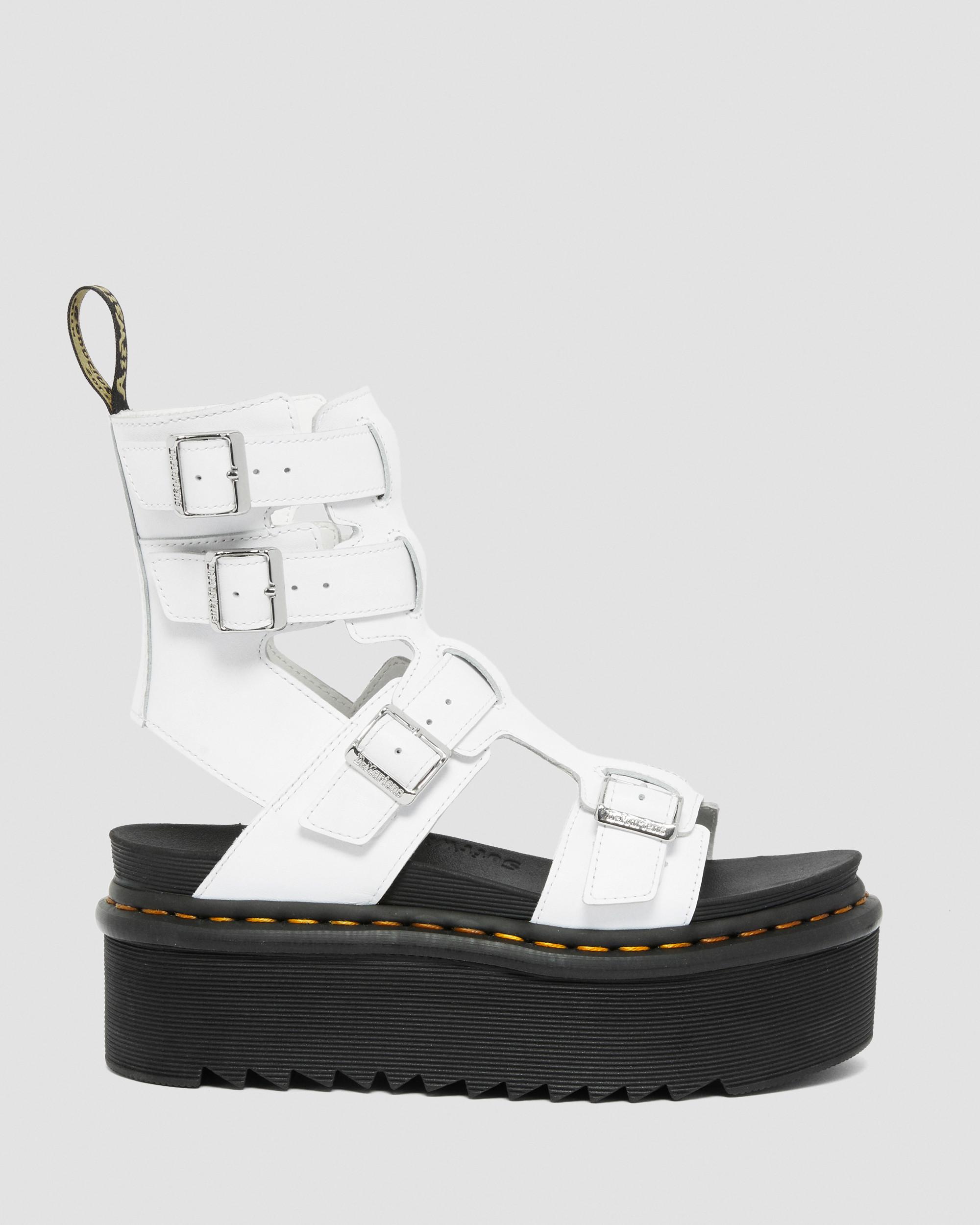Giavanna Leather Platform Gladiator Sandals in WHITE | Dr. Martens™
