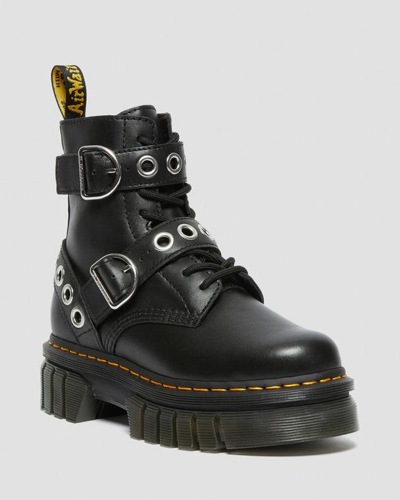 Audrick Hardware Leather Platform Boots in Black | Dr. Martens Audrick Hardware Leather Platform Boots in Black | Dr. Martens