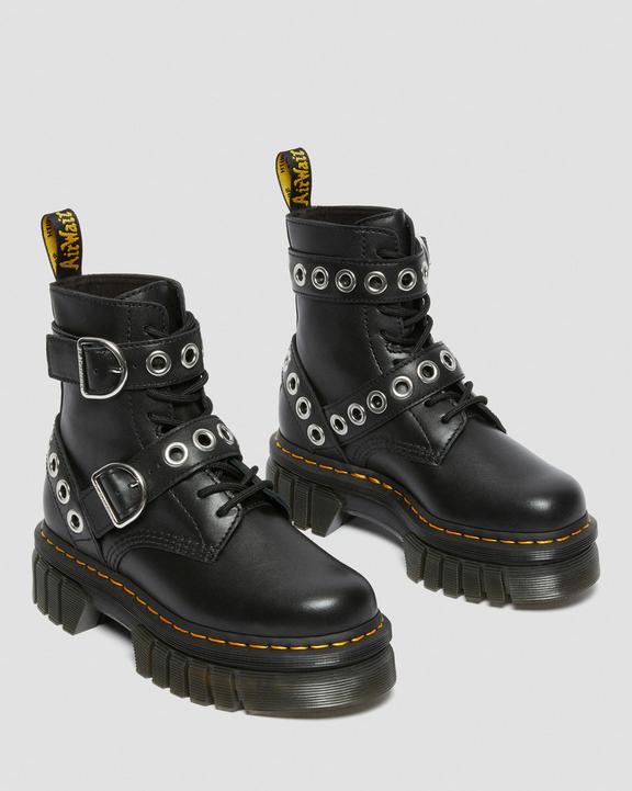 Audrick Hardware Leather Platform Boots in Black | Dr. Martens Audrick Hardware Leather Platform Boots in Black | Dr. Martens