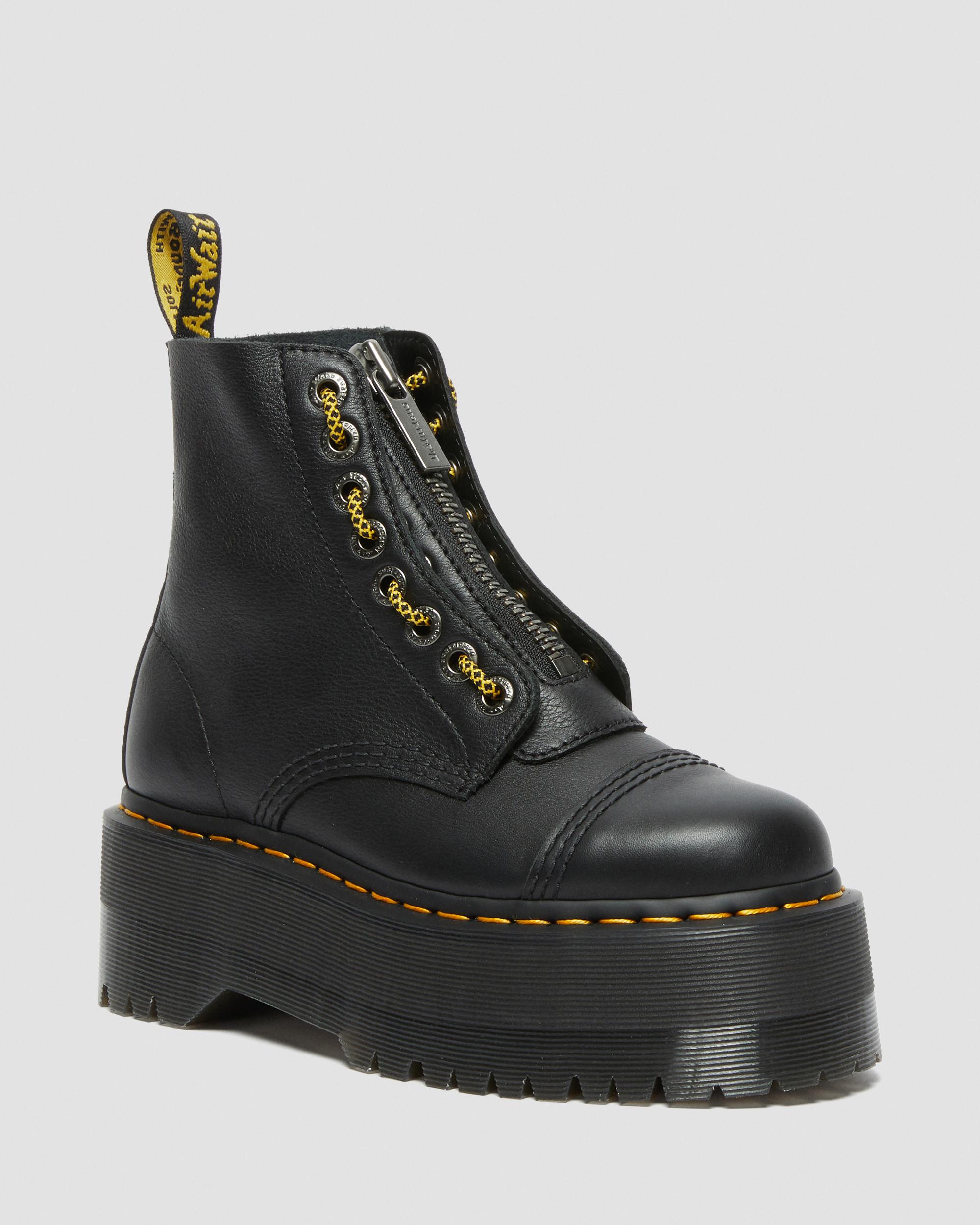 Sinclair Max Pisa Leather Platform Boots in Black | Dr. Martens