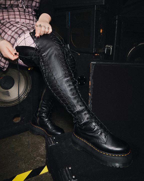 Azreya Max Leather 26-Eye Platform Boots in Black | Dr. Martens Azreya Max Leather 26-Eye Platform Boots in Black | Dr. Martens
