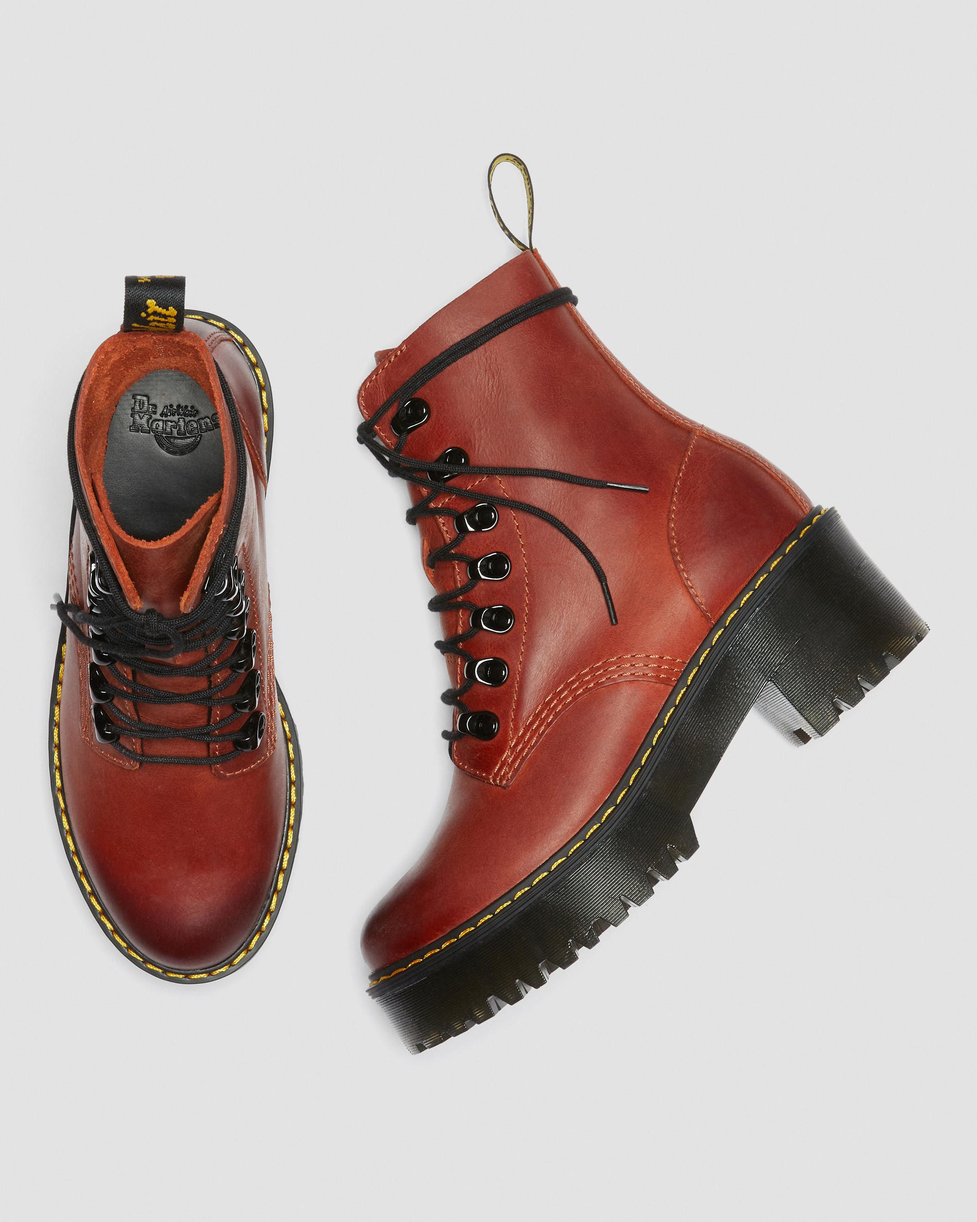 Leona Wyoming Leather Platform Heeled Boots | Dr. Martens
