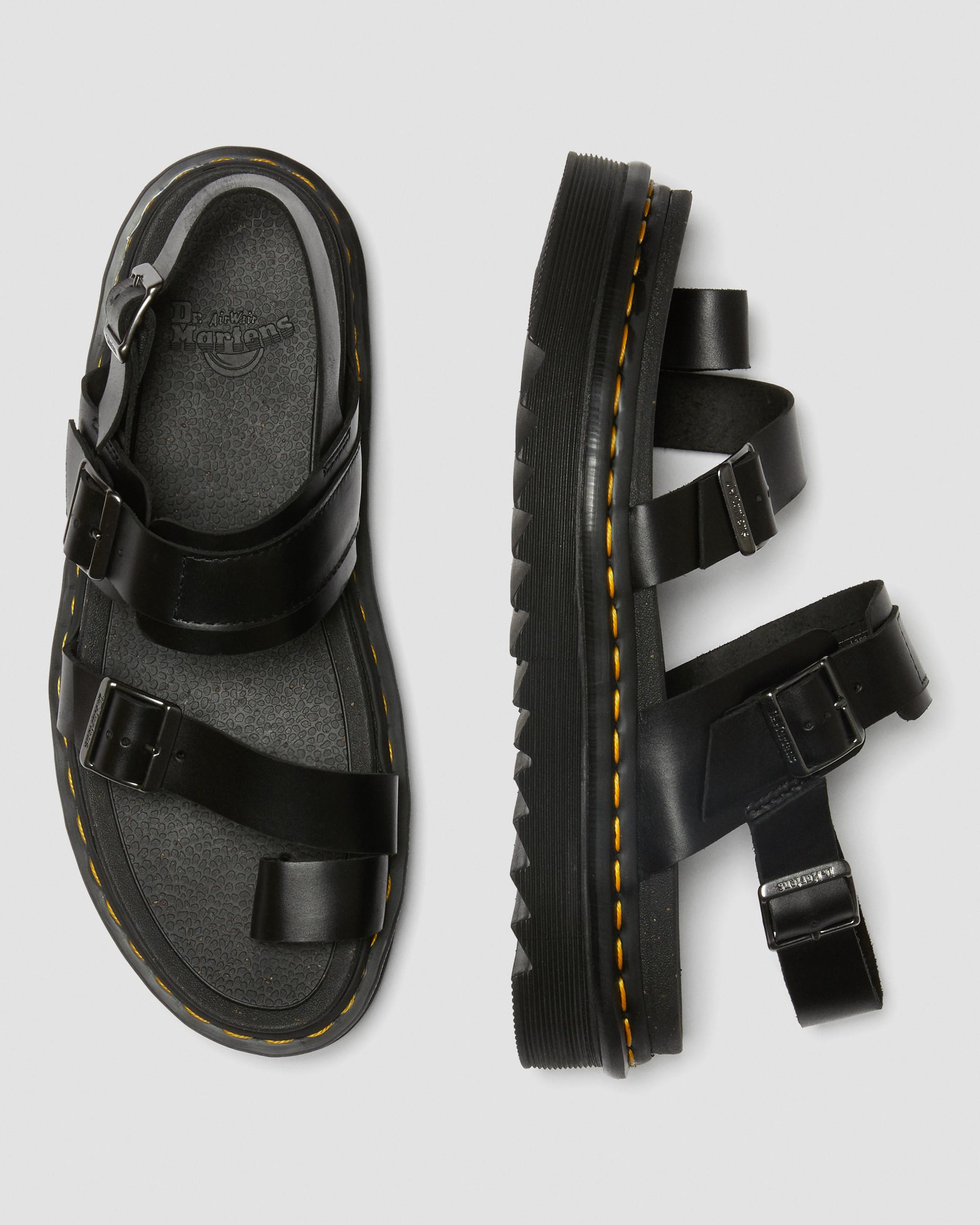 Fynn Leather Strap Sandals in BLACK | Dr. Martens™