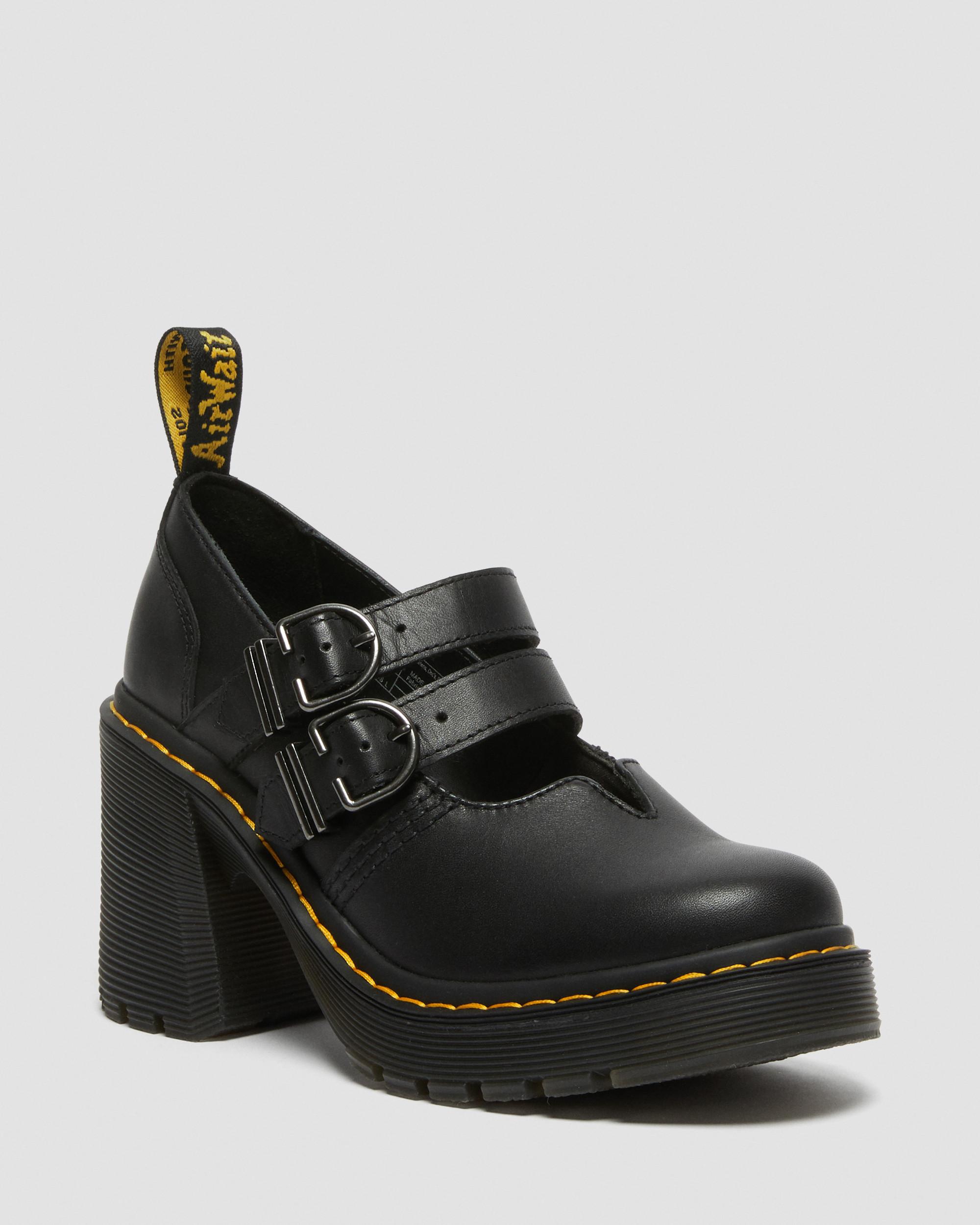 Eviee Sendal Leather Heeled Mary Jane Shoes in Black