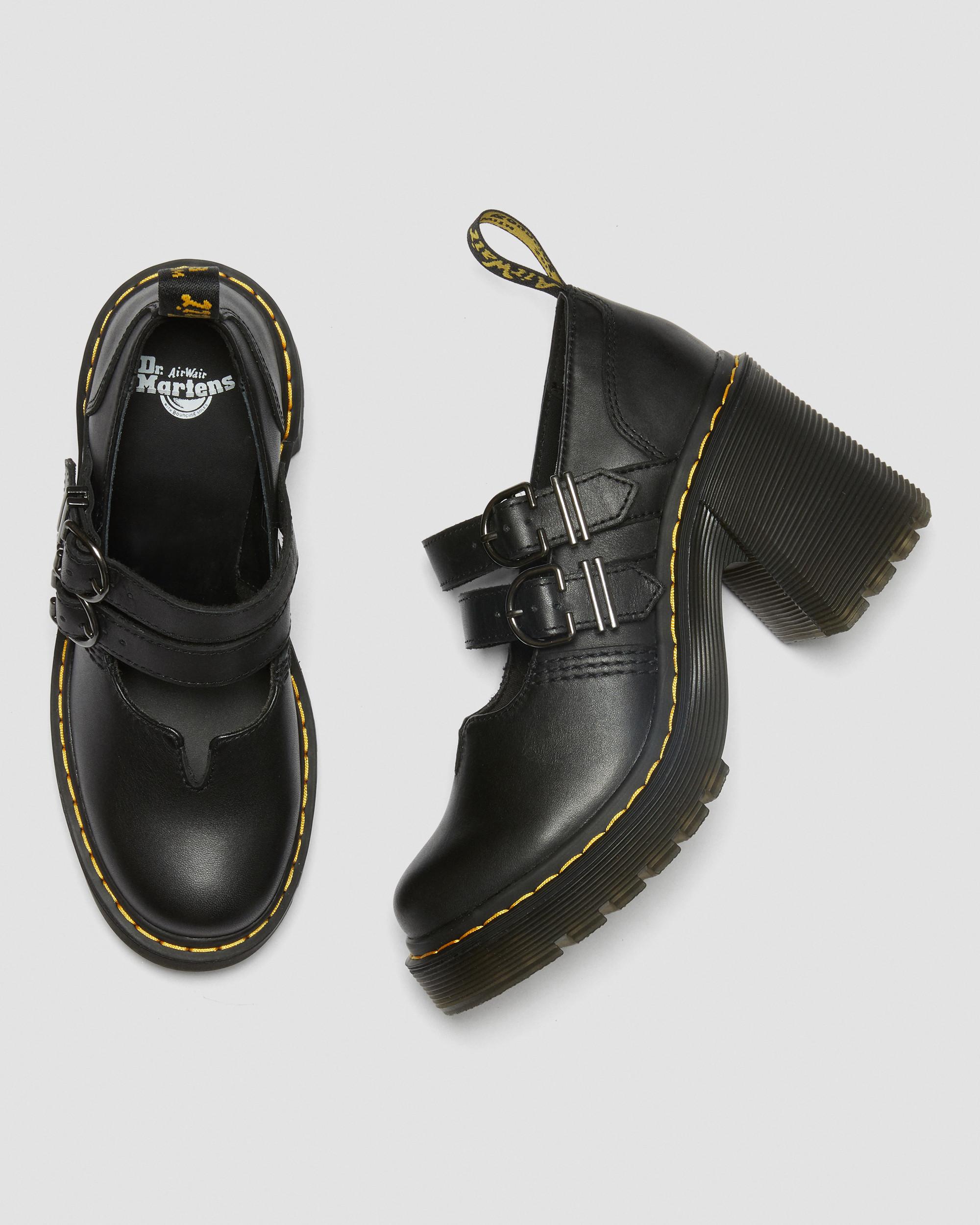 Eviee Sendal Leather Heeled Mary Jane Shoes in Black | Dr. Martens