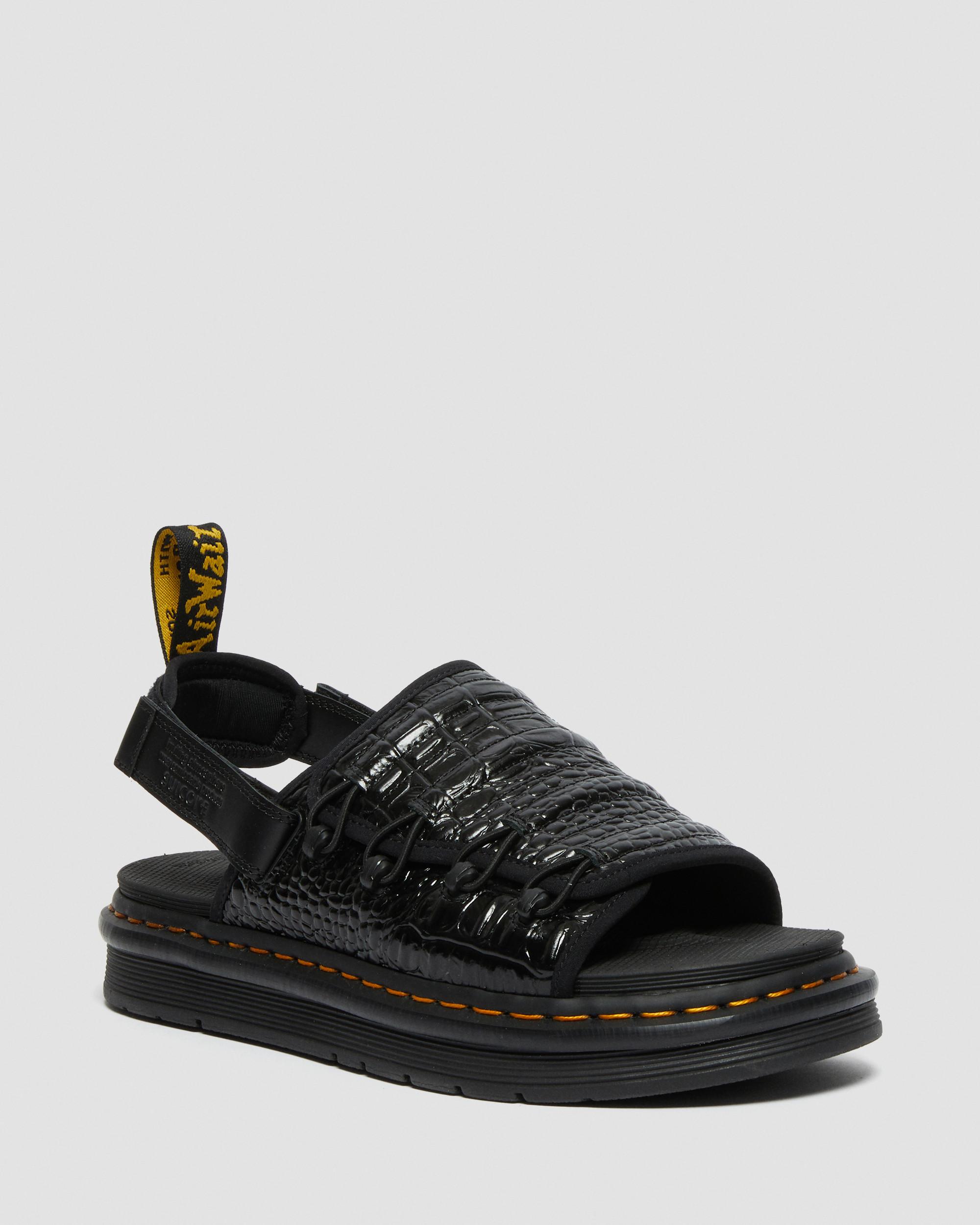 Mura Suicoke Croco Leather Sandals in Black | Dr. Martens