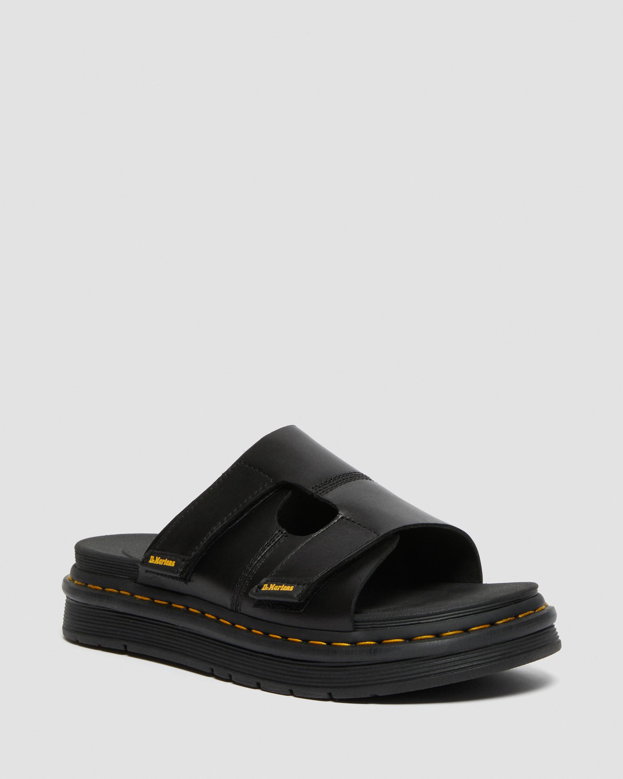 Daxton Leather Slide Sandals in BLACK | Dr. Martens™