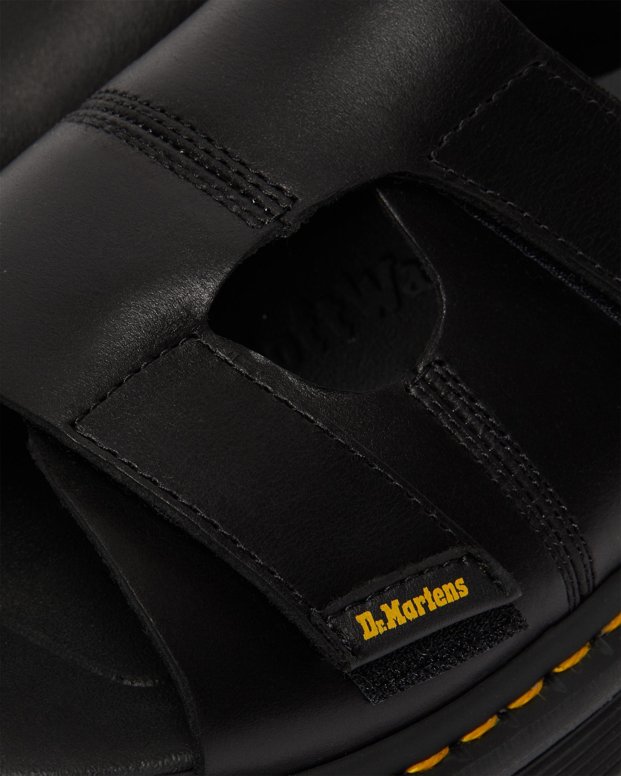 Daxton Leather Slide Sandals in BLACK | Dr. Martens™