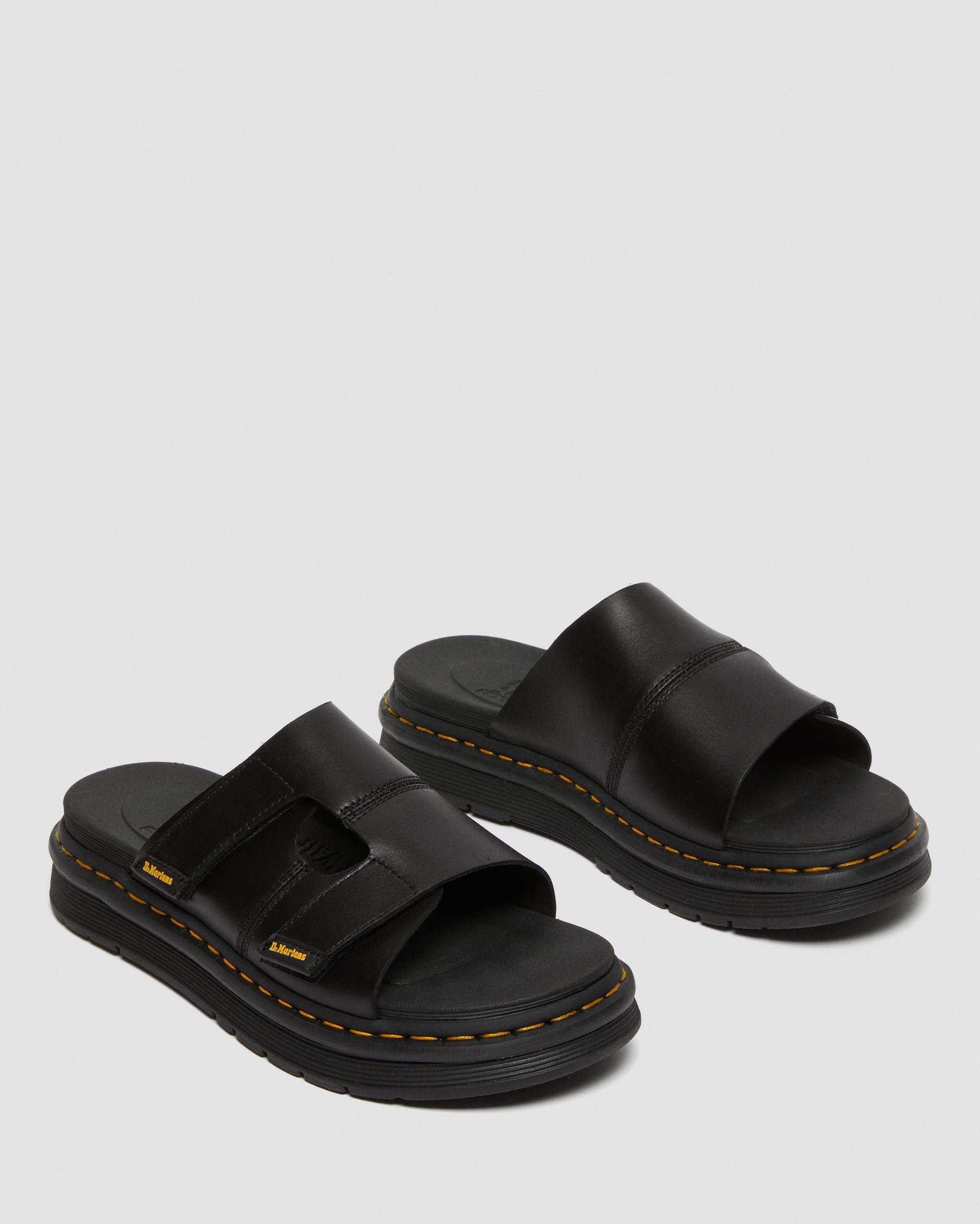 Daxton Leather Slide Sandals in BLACK | Dr. Martens™
